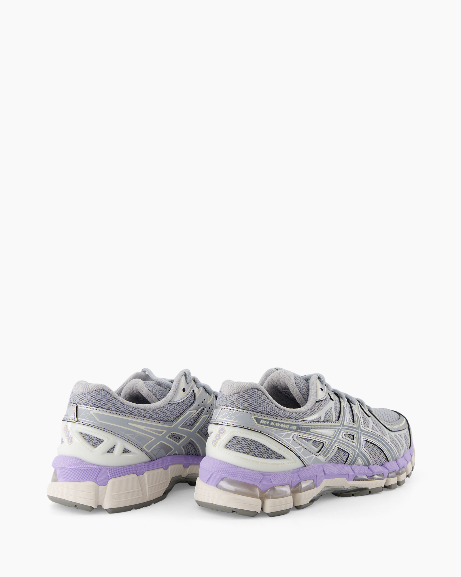 hardloopschoenen, sneakers, mesh, grijs, paarse zool