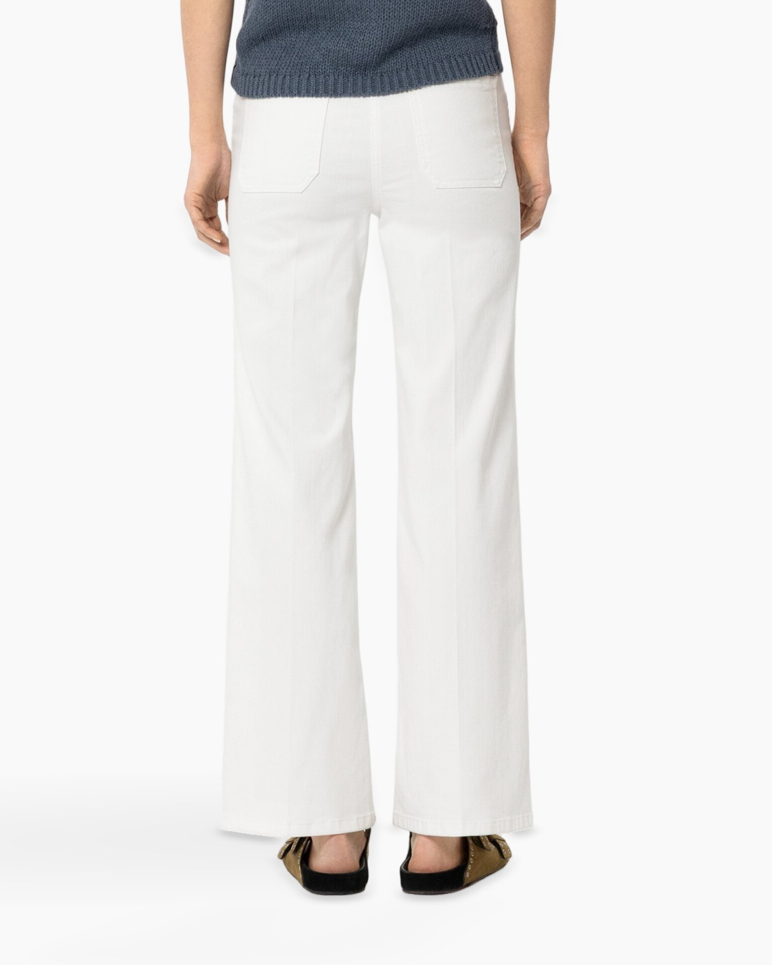 white pants, wide-leg, linen? cotton?, high-waisted?, pockets