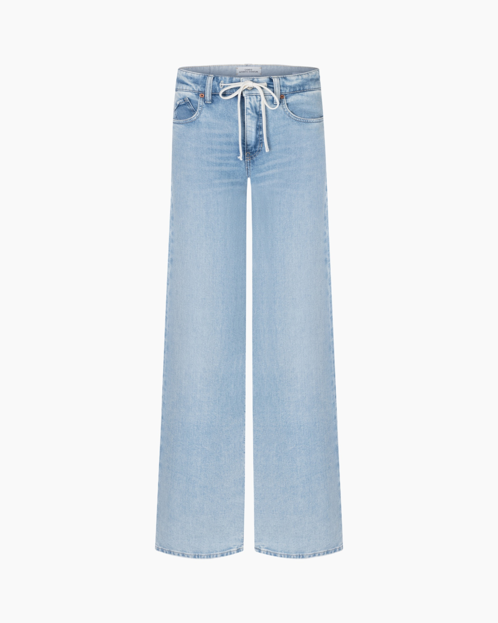 jeans, denim, wide-leg, drawstring, light-blue