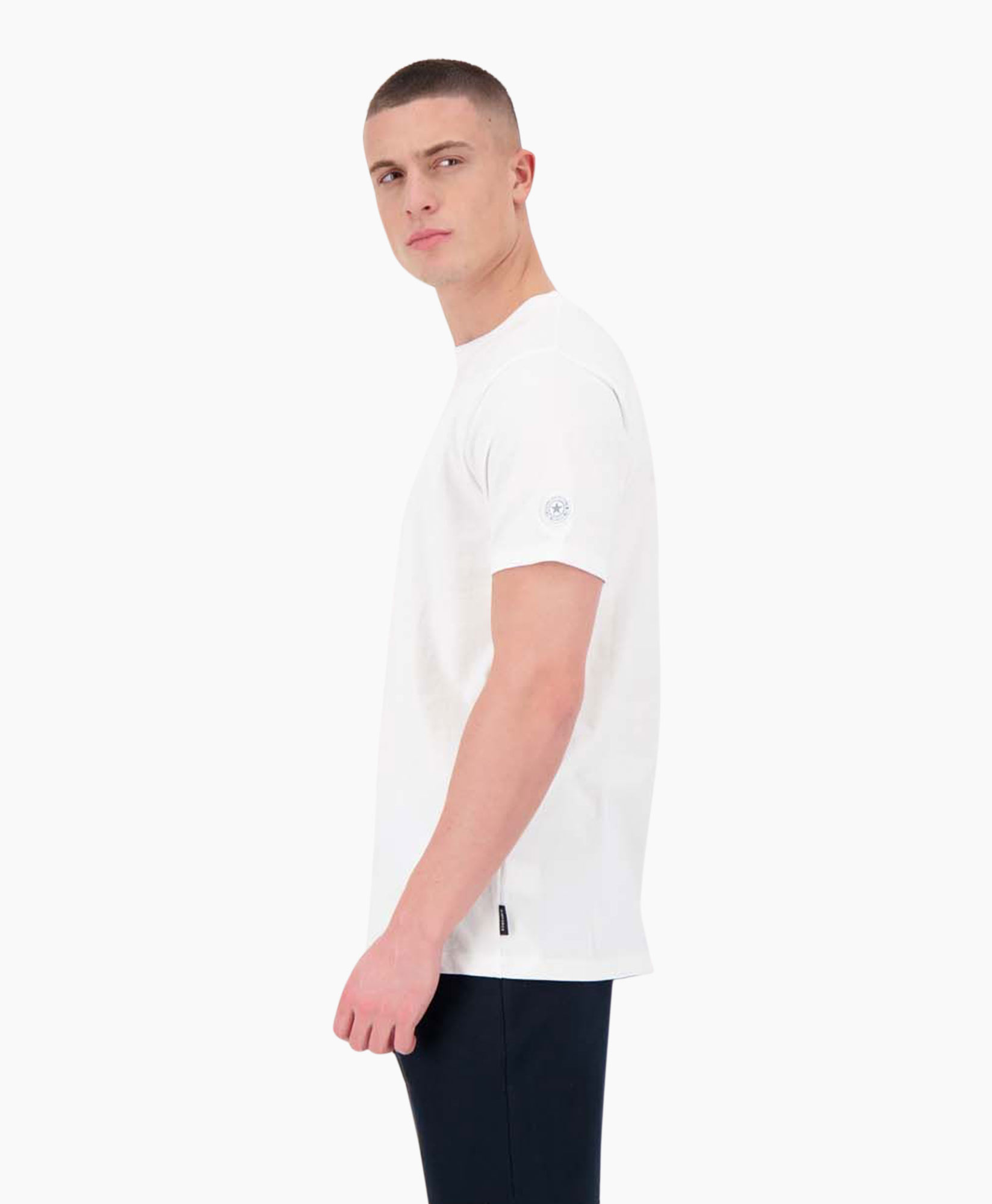 T-shirt Korte Mouw Garment Dyed Wit