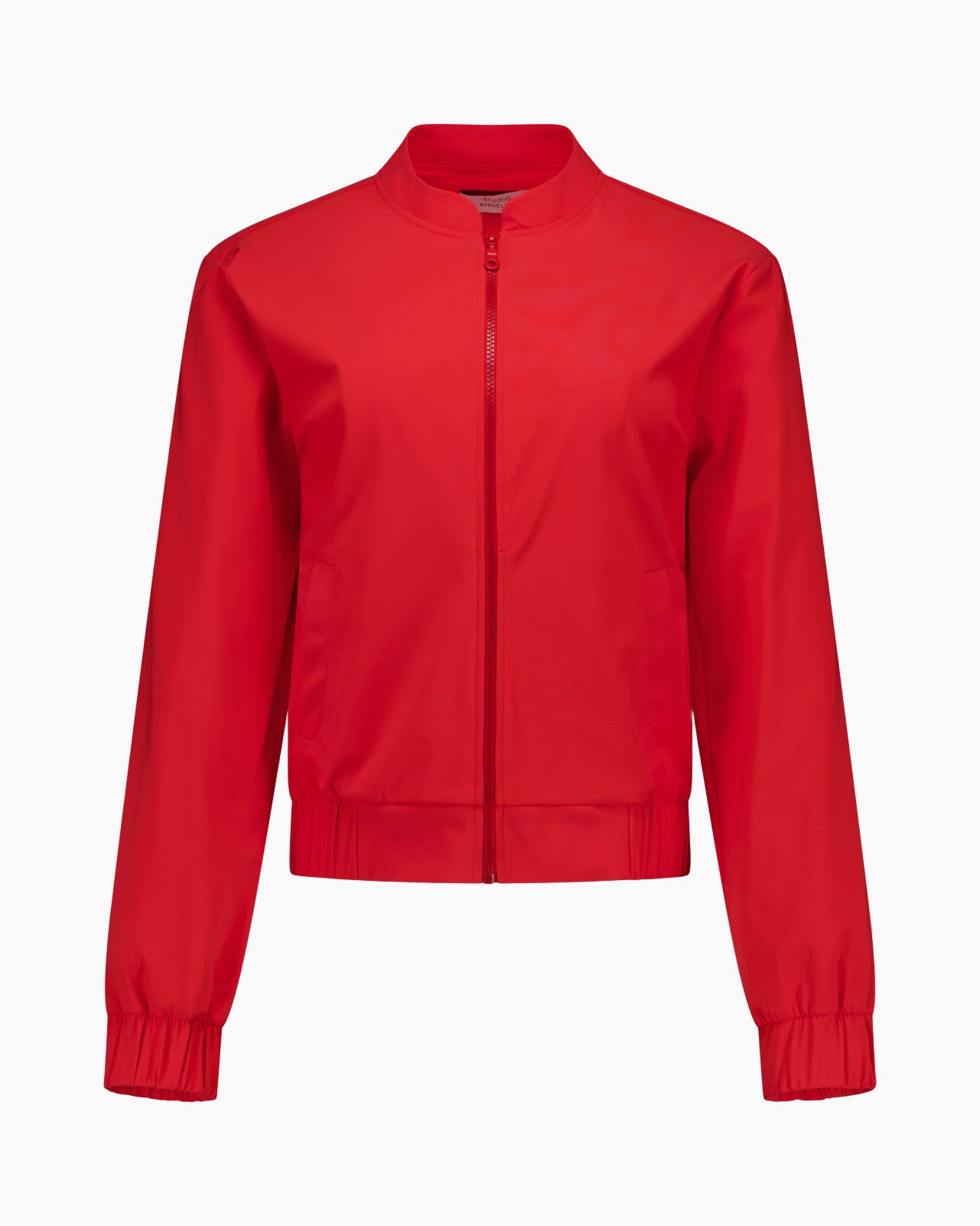 jacket, windbreaker, red, zipper, elastic cuffs