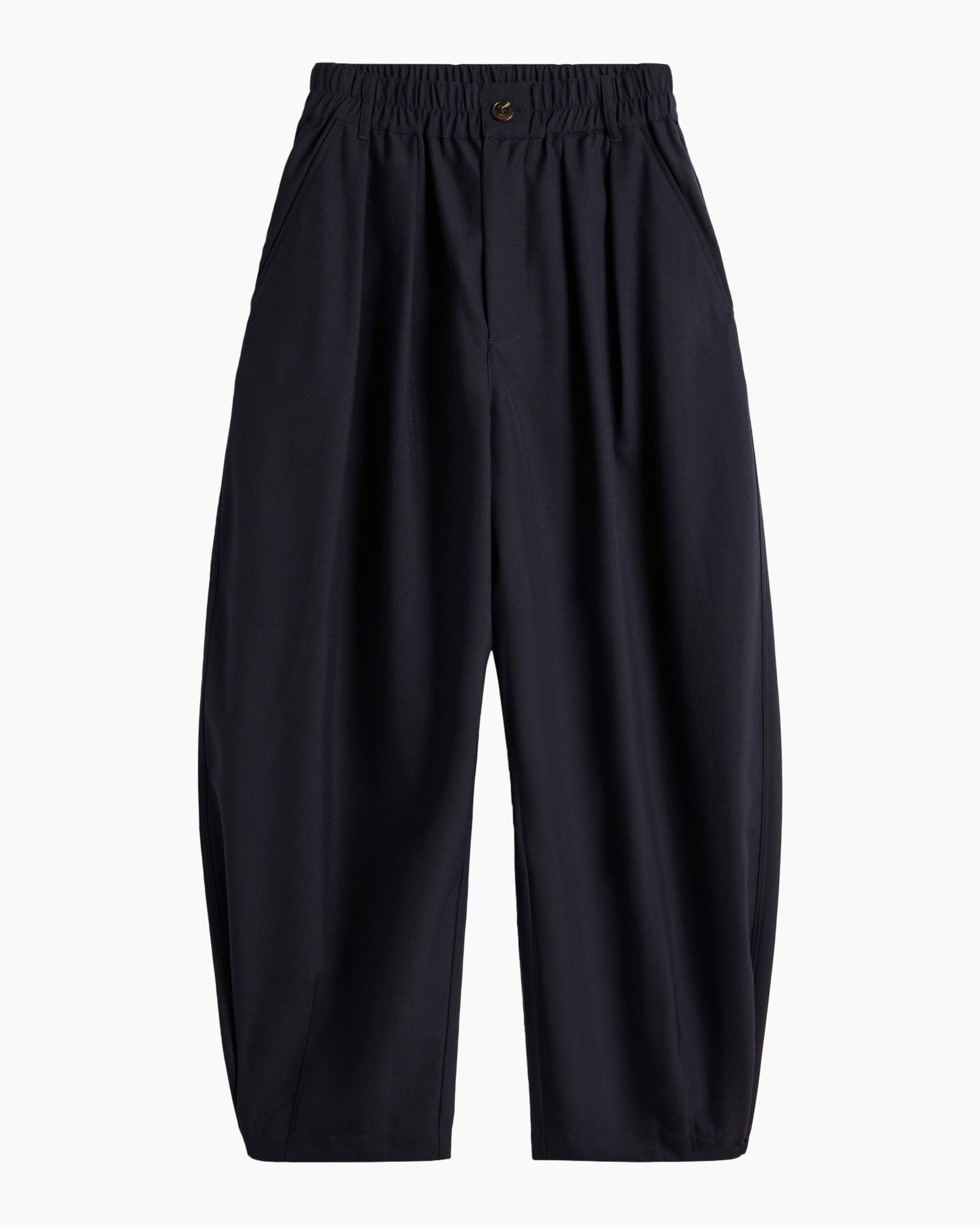 broeken, broek, losse pasvorm, elastische taille, donkerblauw
