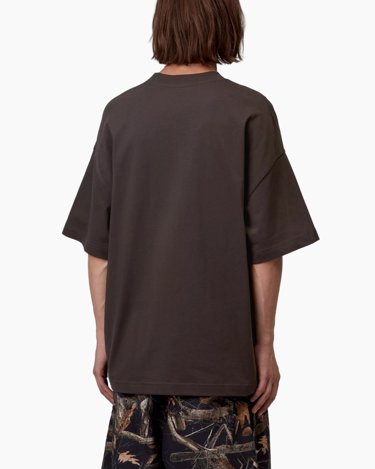 t-shirt, oversize, korte mouw, crewneck, bruin