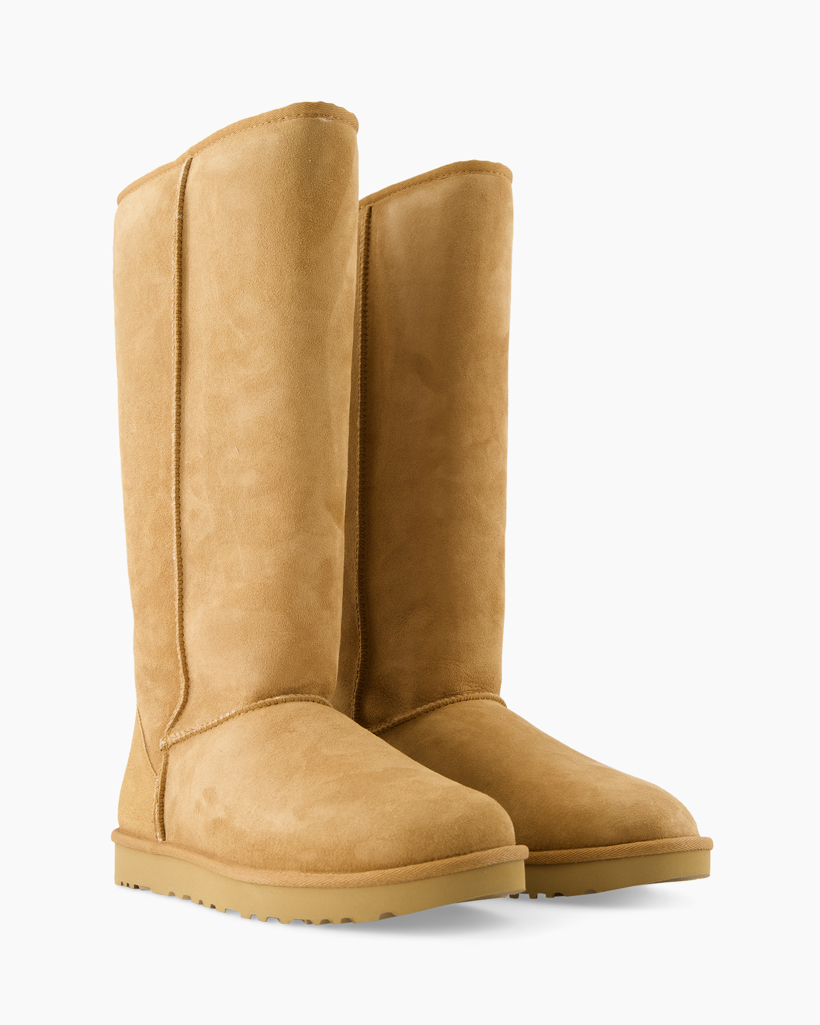 laarzen, kniehoge, suede, tan, zool