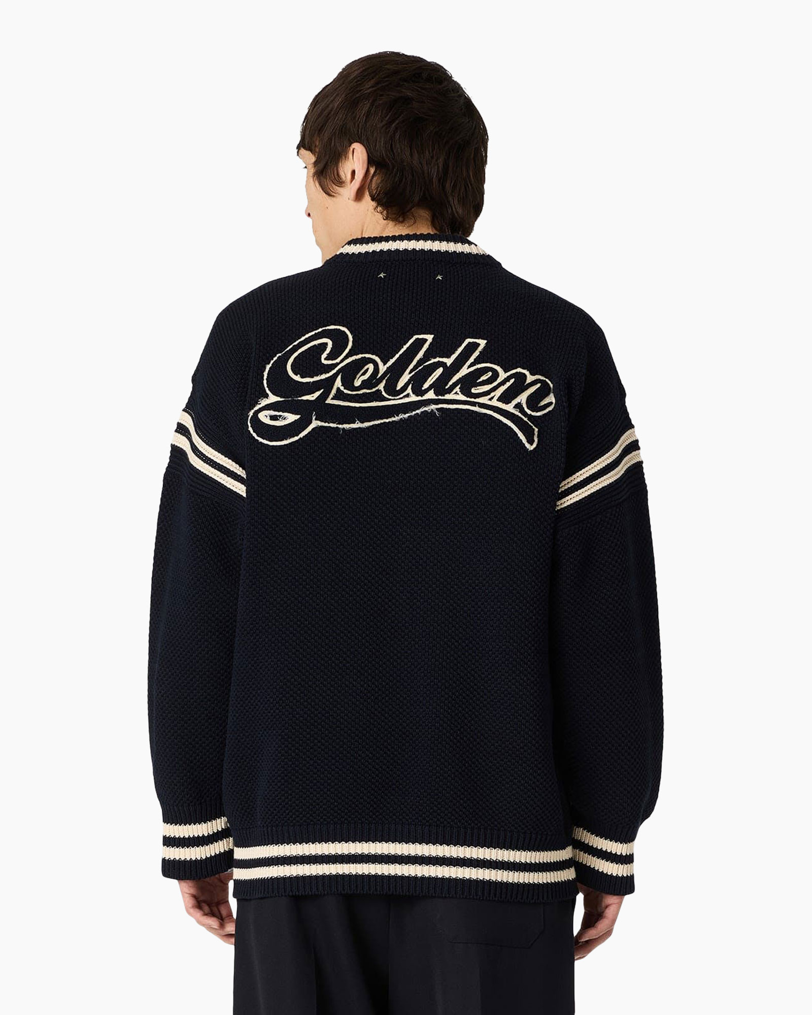 Trui, Breipwerk, Ronde hals,  Navy, Gestreepte boord