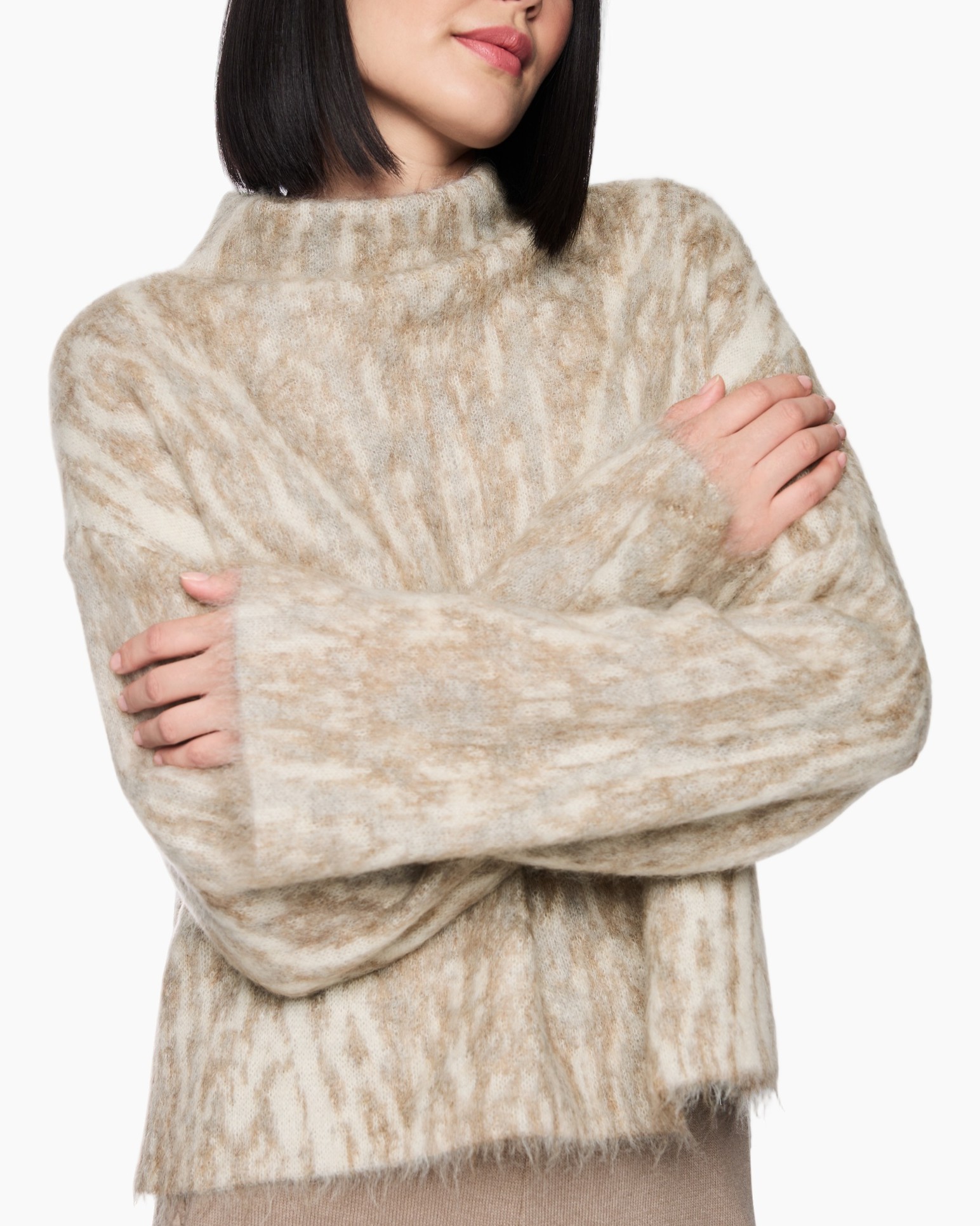 rolkraagtrui, gebreide trui,  oversized, crème beige, zachte textuur