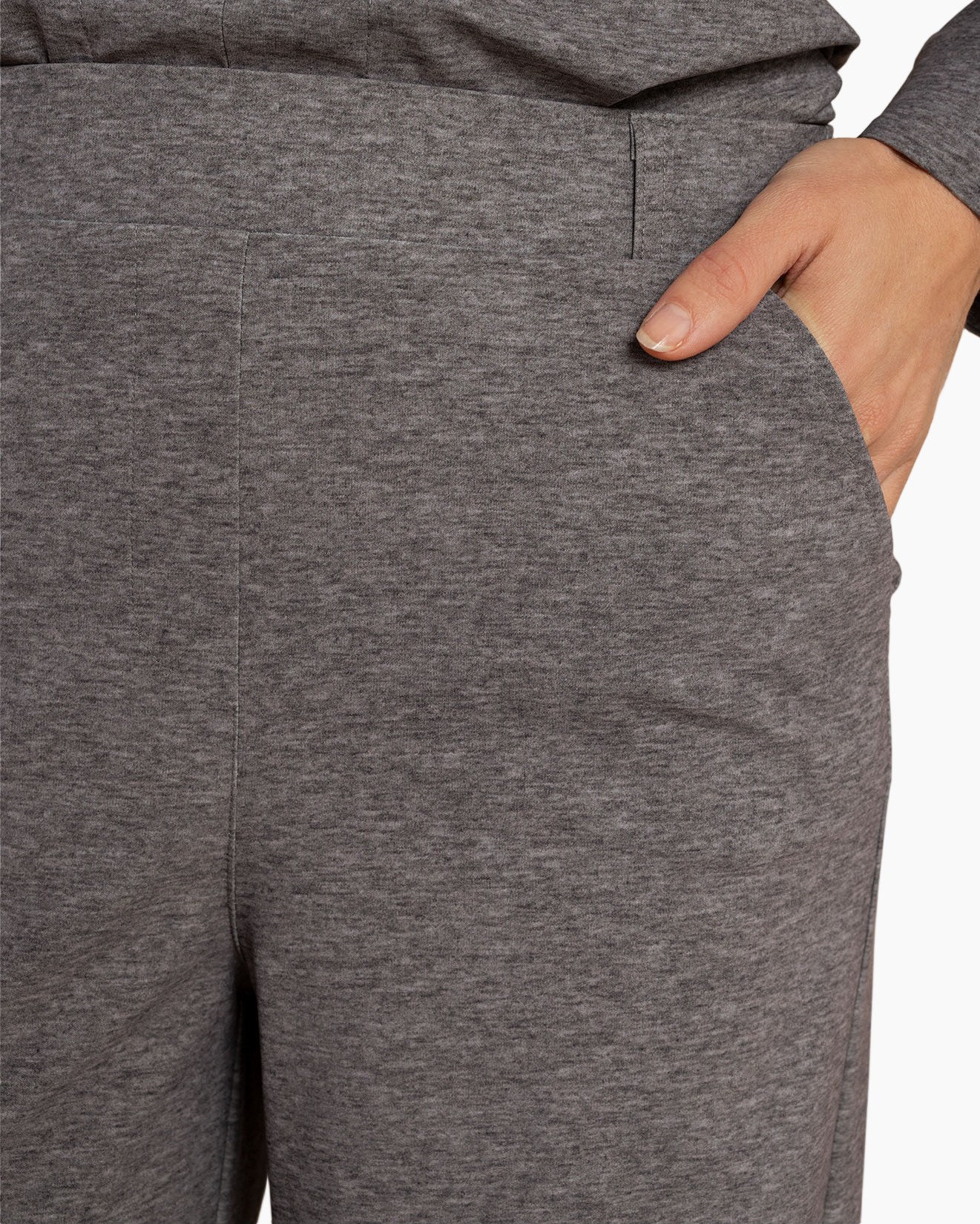 joggingbroek, gemêleerd grijs, taille met trekkoord, zijzakken, zachte tricot