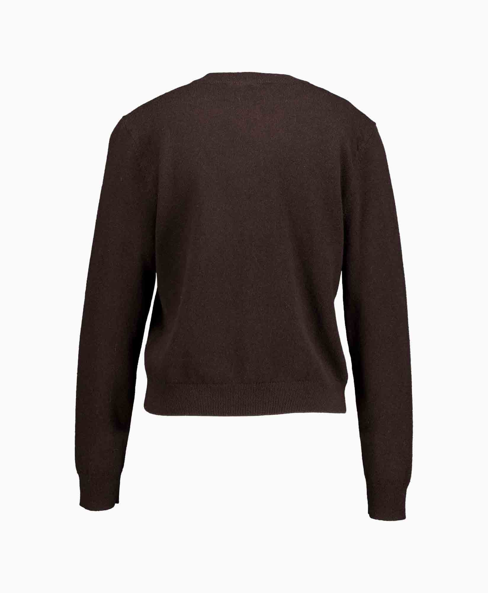 cardigan, gebreid, bruin, knopen, ronde hals