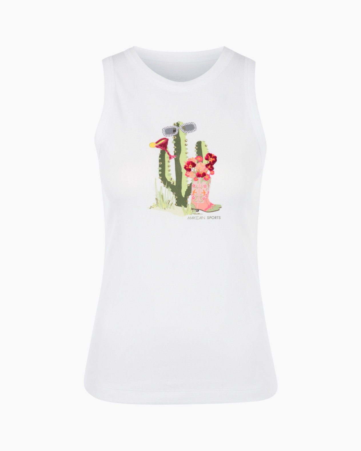 tanktop, grafisch shirt, cactus print, witte mouwloos, casual top