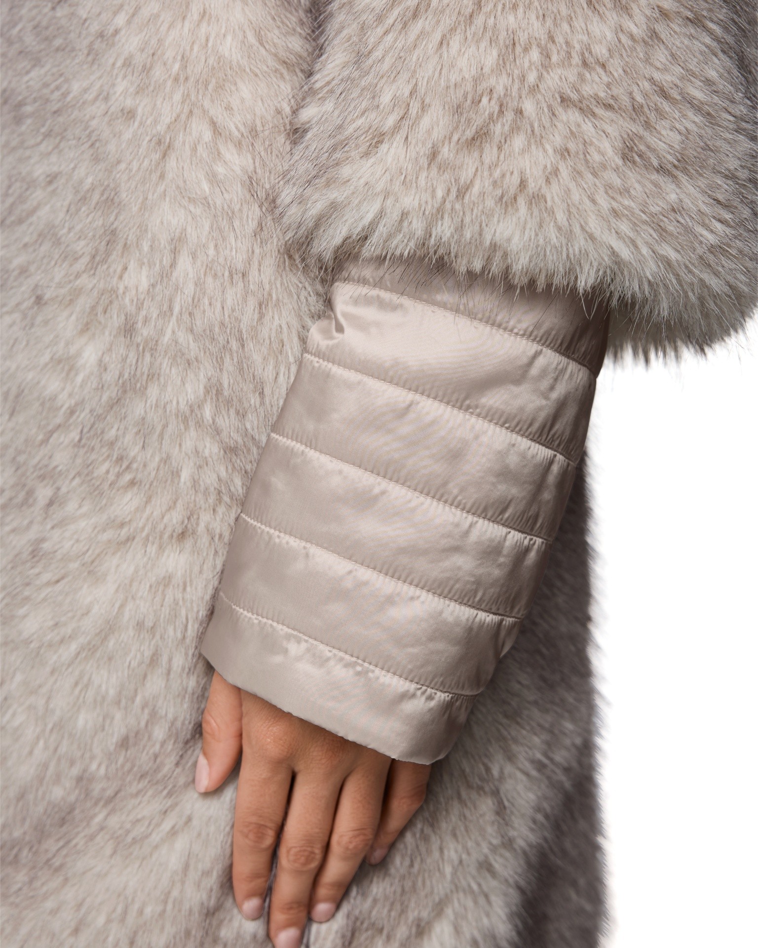 vacht, jas, lange mouw, geverfde mouw, neutraal beige