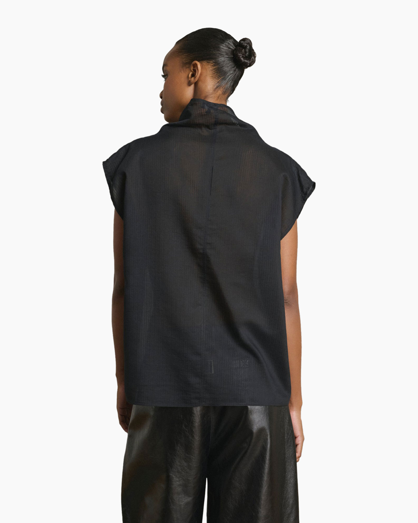 top, mouwloos, zwart, gaas, oversized