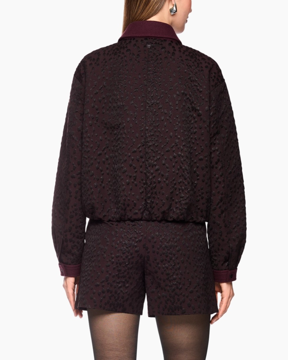 jas, shorts, patroon met textuur, rits, bordeaux