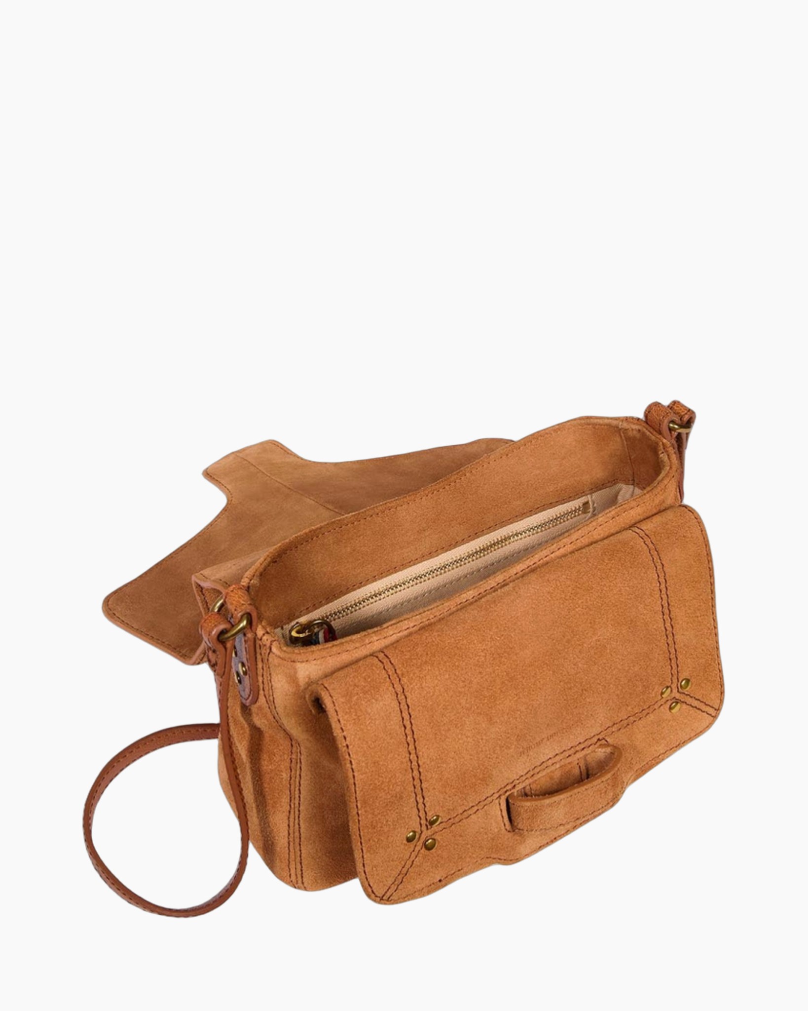 handtas, schoudertas, bruin, suede, ritsvak