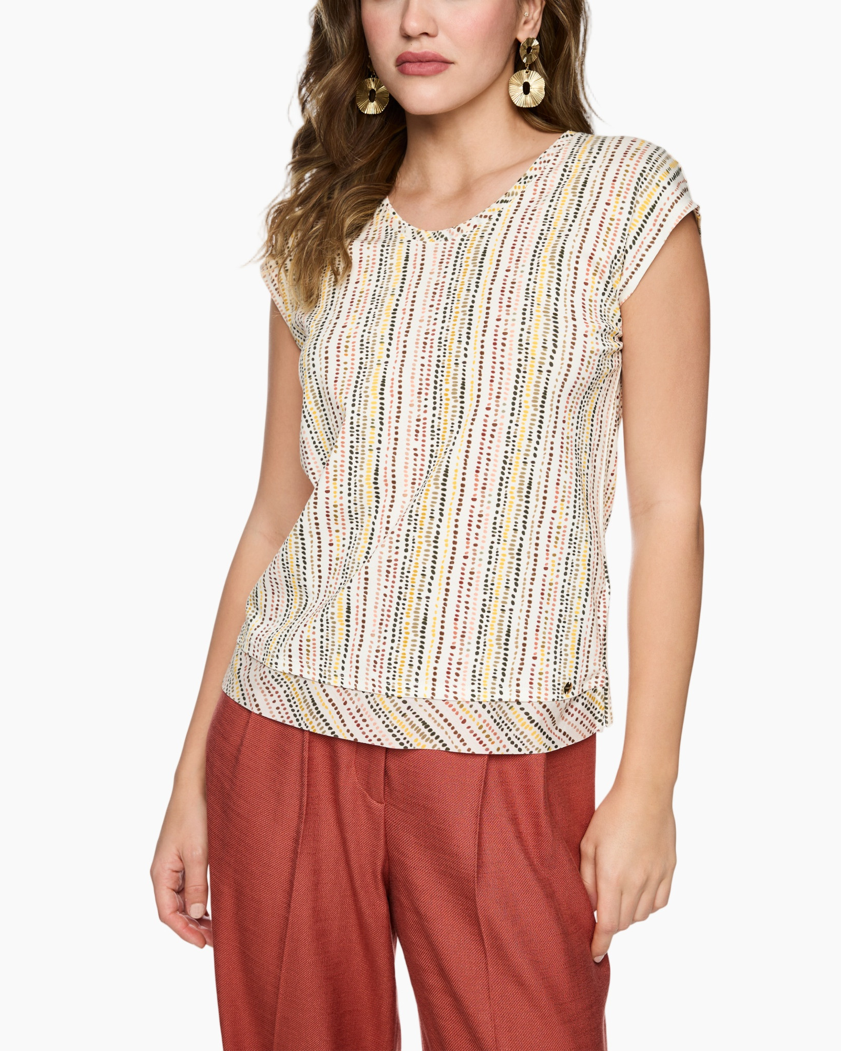 top, blouse, patterned, short sleeve, crepe?