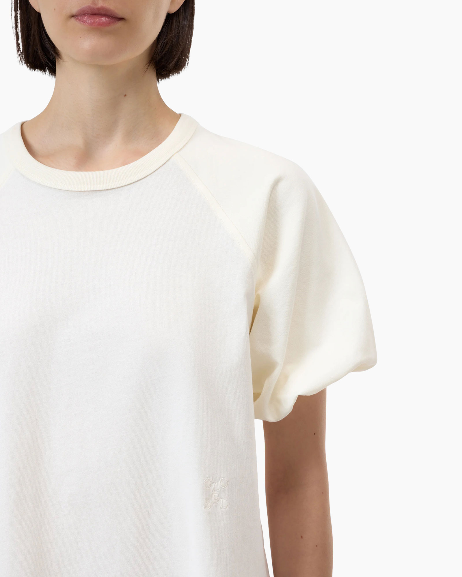 T-shirt Korte Mouw Wide Sleeve Off White
