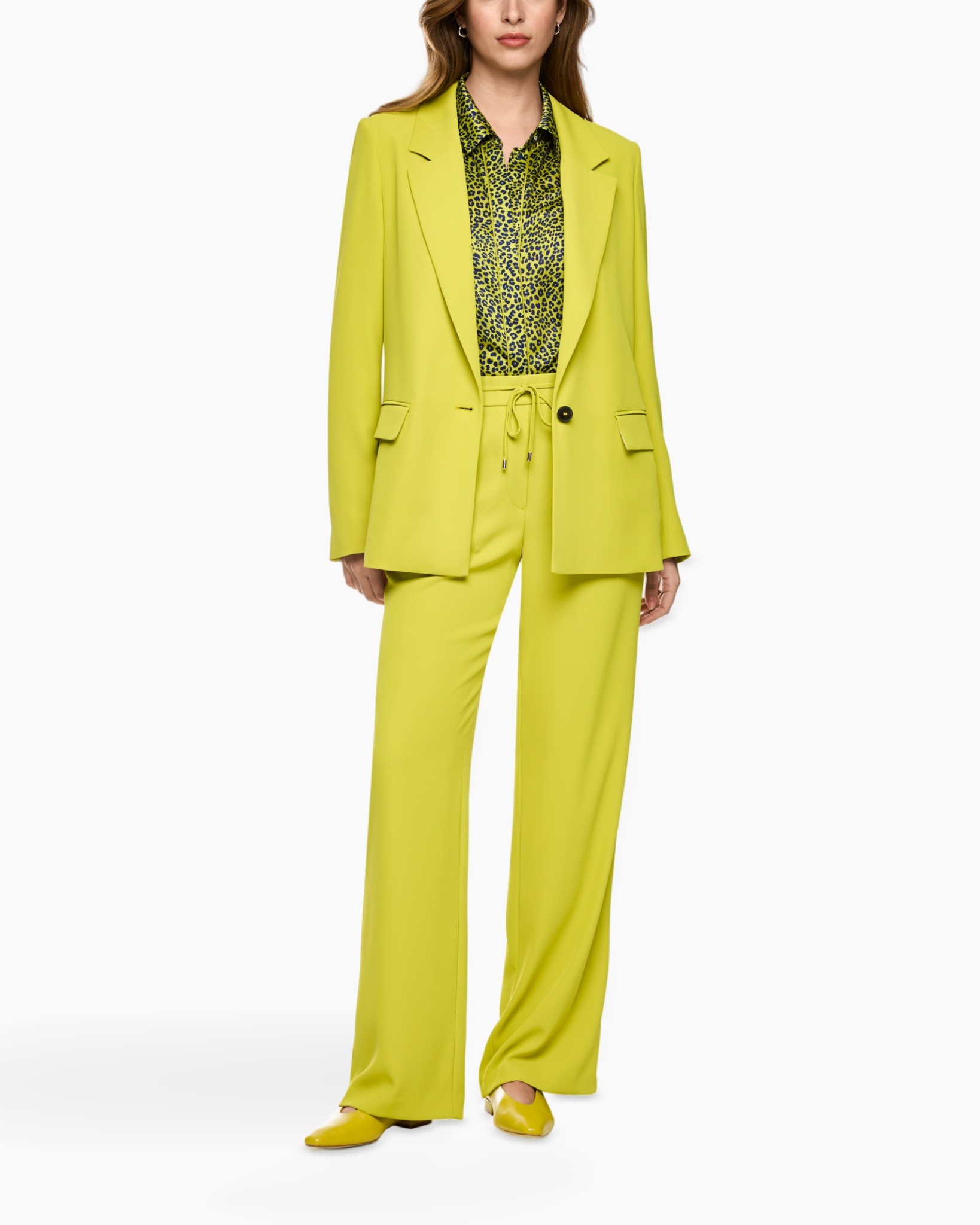 blazer, broek, geel, pak, leopard_print
