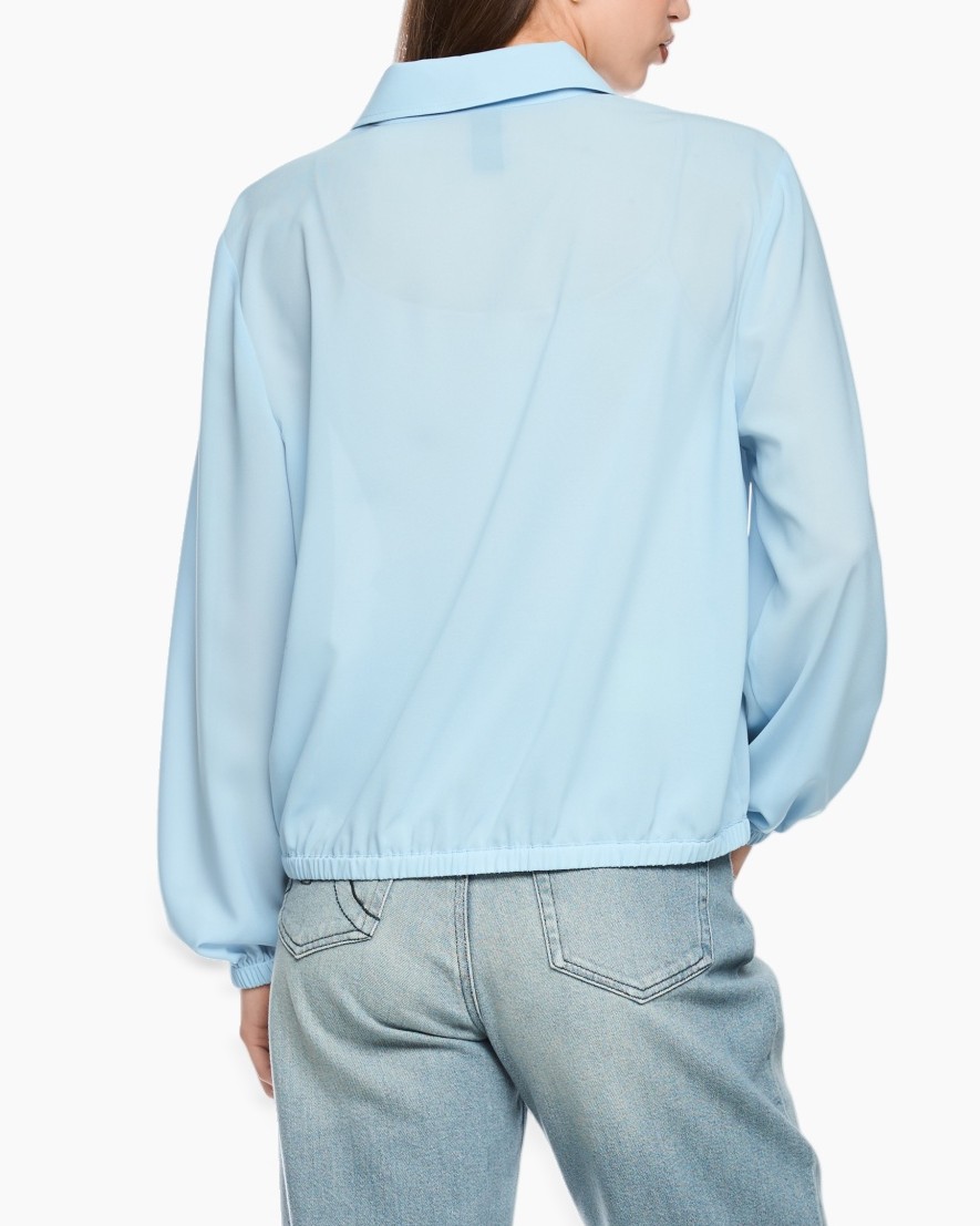 hemd, blouse, lichtblauw, knopen, luchtige mouwen