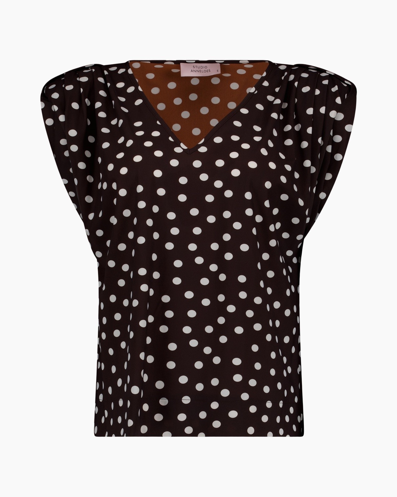 top, polka dot, zwart, witte stippen, mouwloos