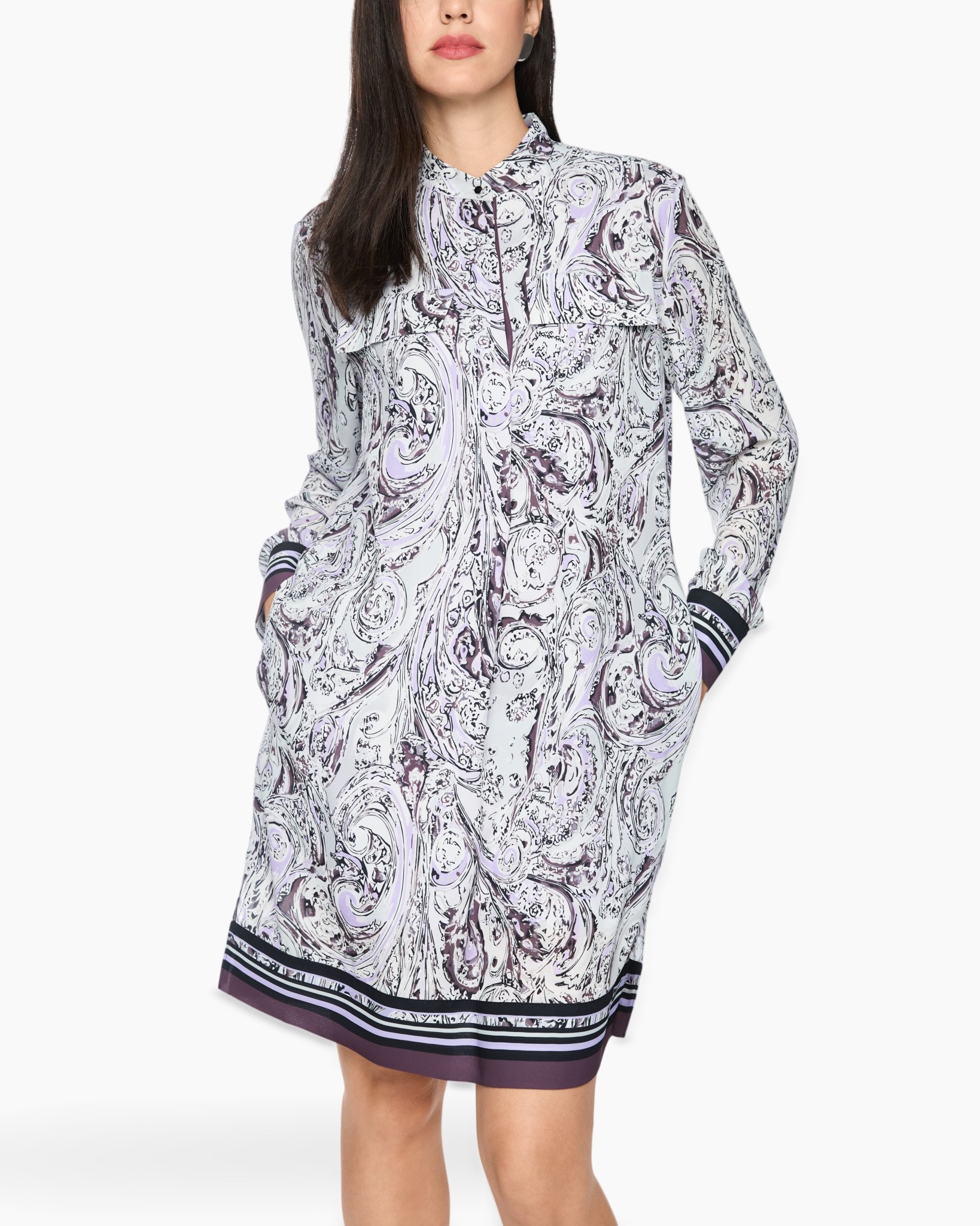 hemdjurk, paisley patroon, lange mouwen, kraag, zakken