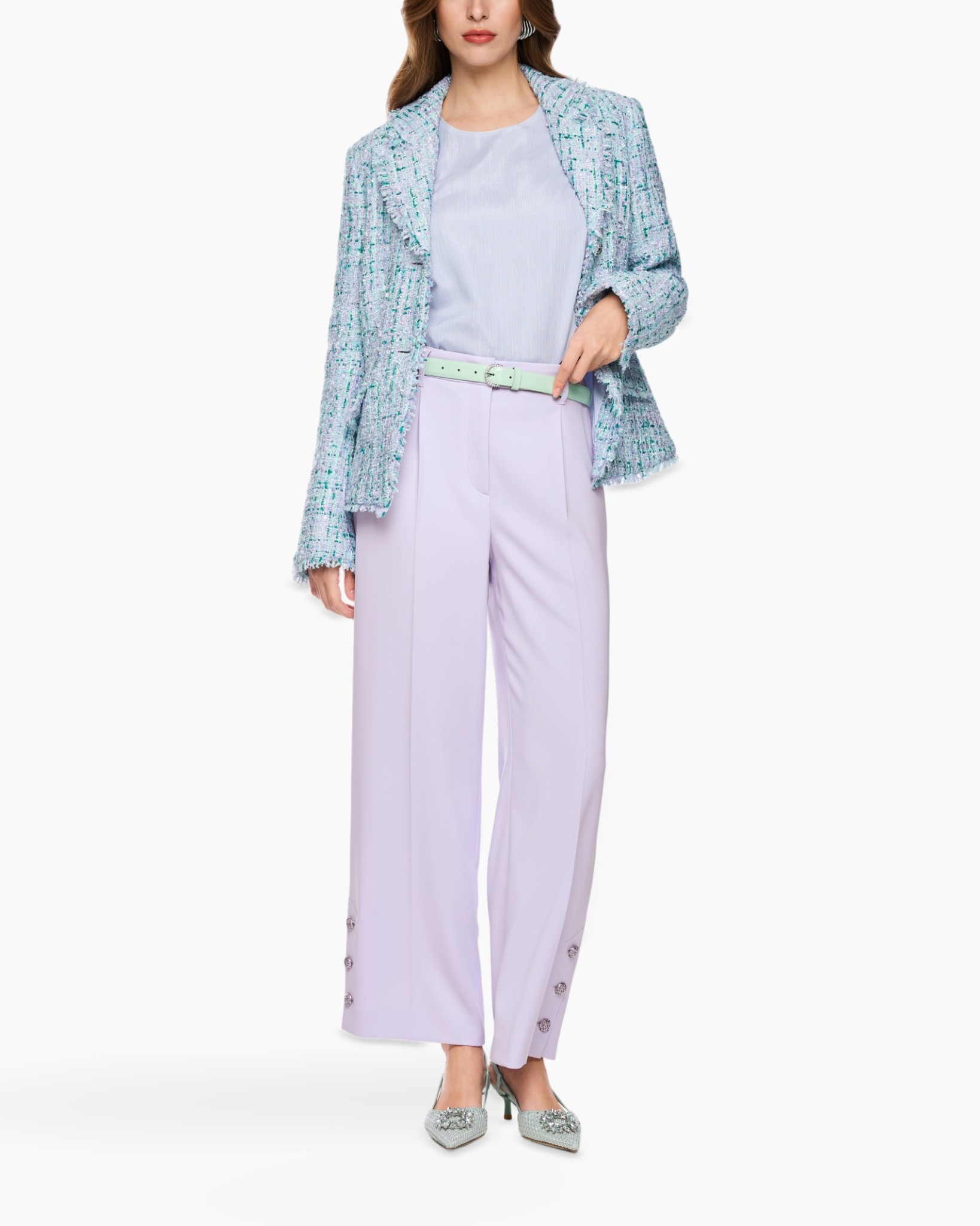 blazer, jas, tweed, pastel, broek