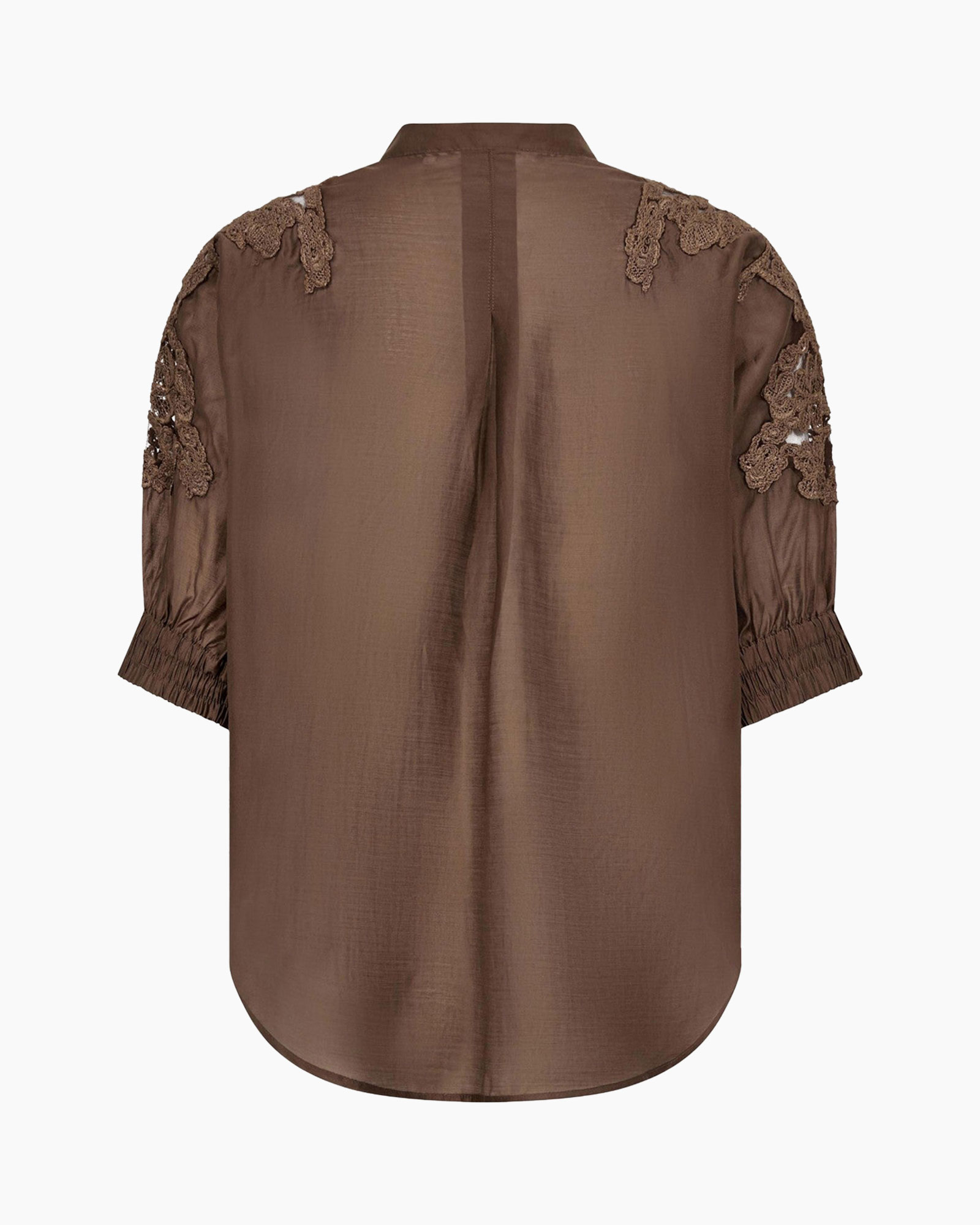 bruin, blouse, kant','kanten, losse pasvorm