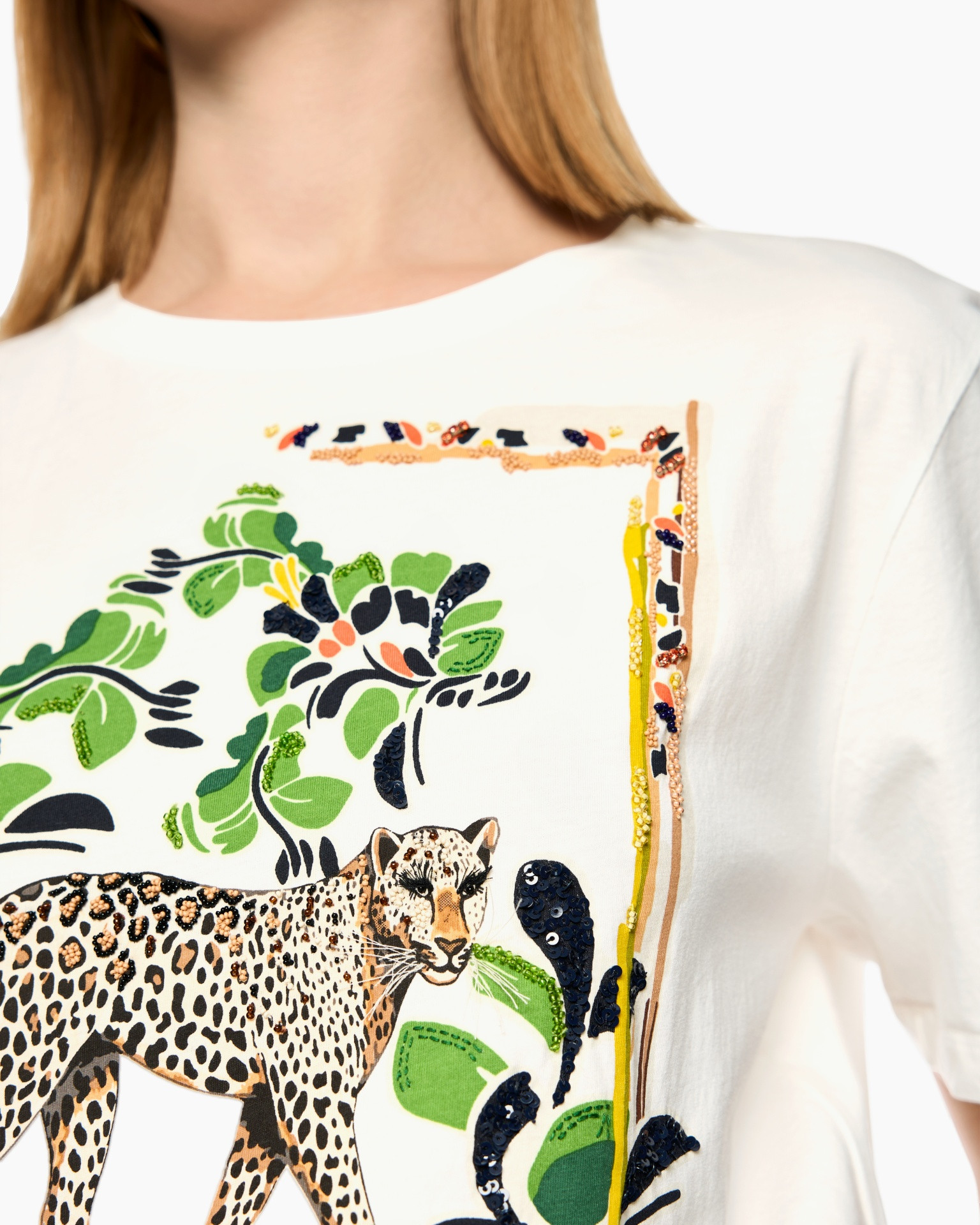 t-shirt, grafisch, luipaard, jungle, print