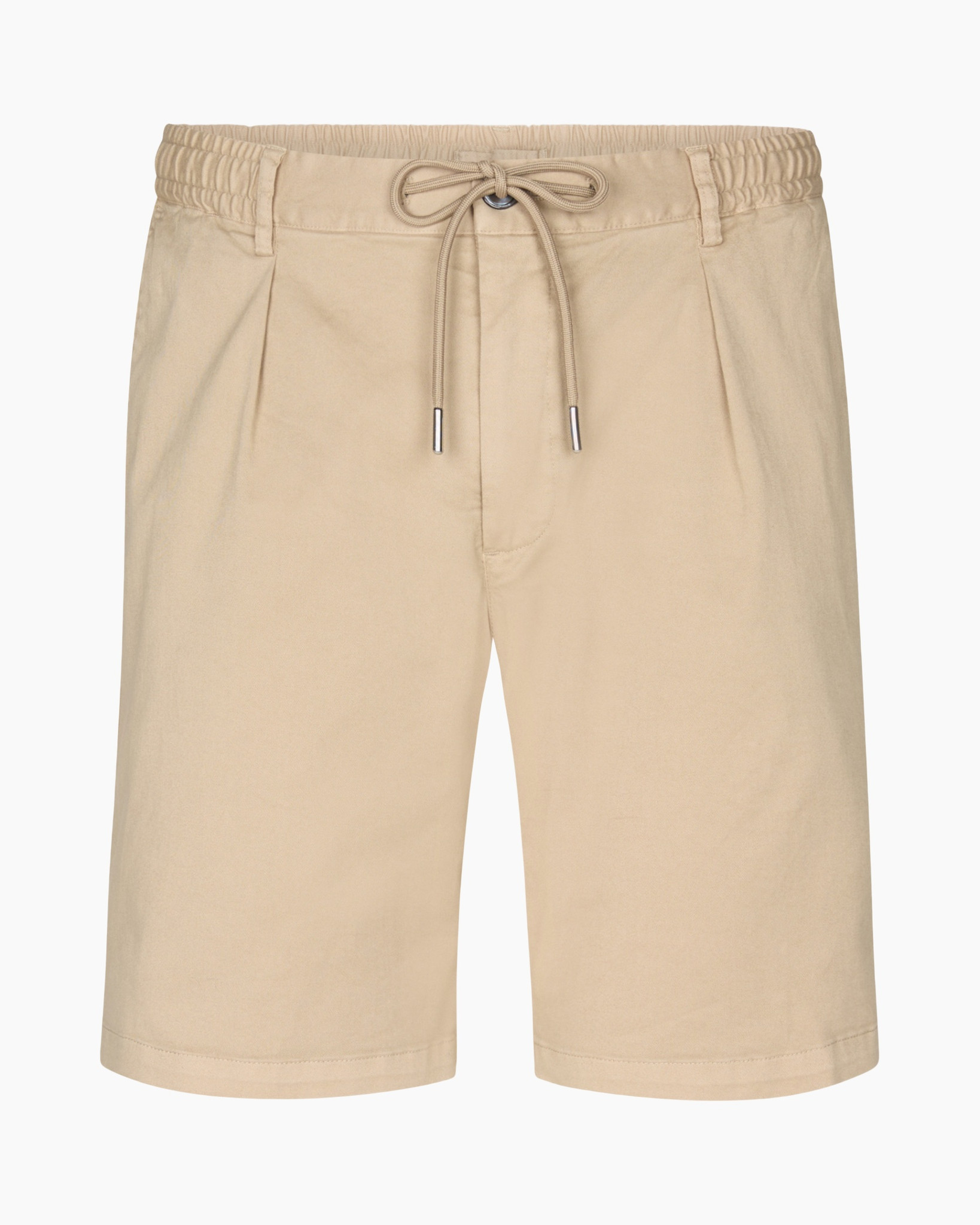 shorts, beige, drawstring, elastic waistband, knee-length