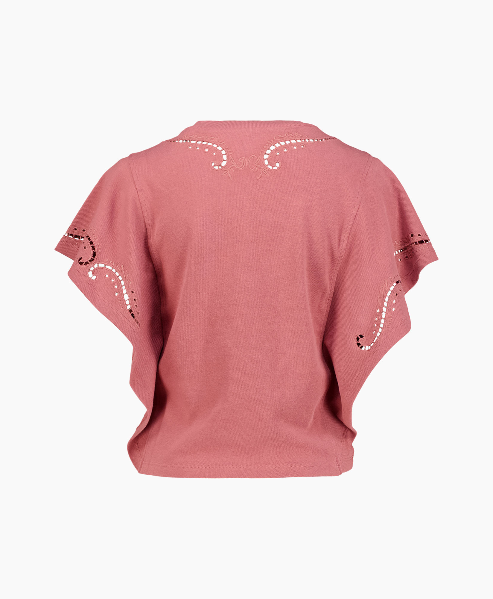 t-shirt, korte mouwen, borduursel, roze, top
