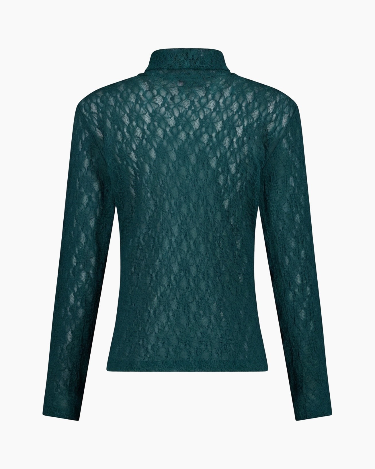 kant, rolkraag, teal, langemouw, top