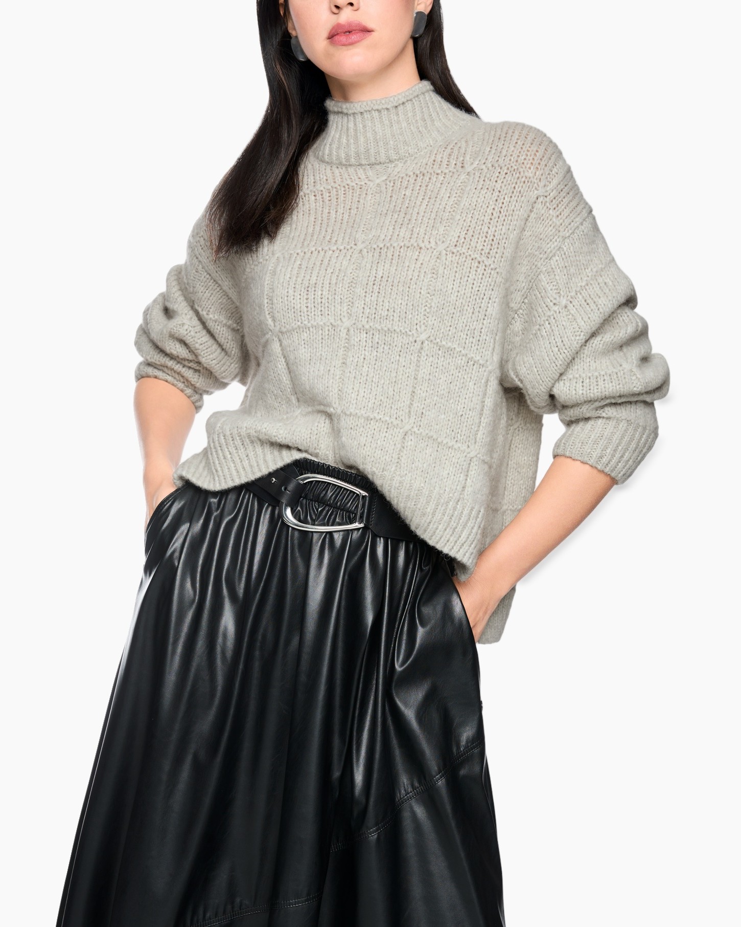 turtleneck trui, brei trui, lichtgrijs, oversized, pullover
