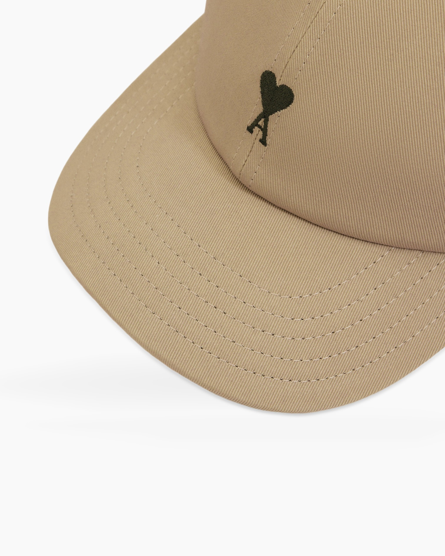 baseball cap, beige, flat bill, embroidery, curve stitch