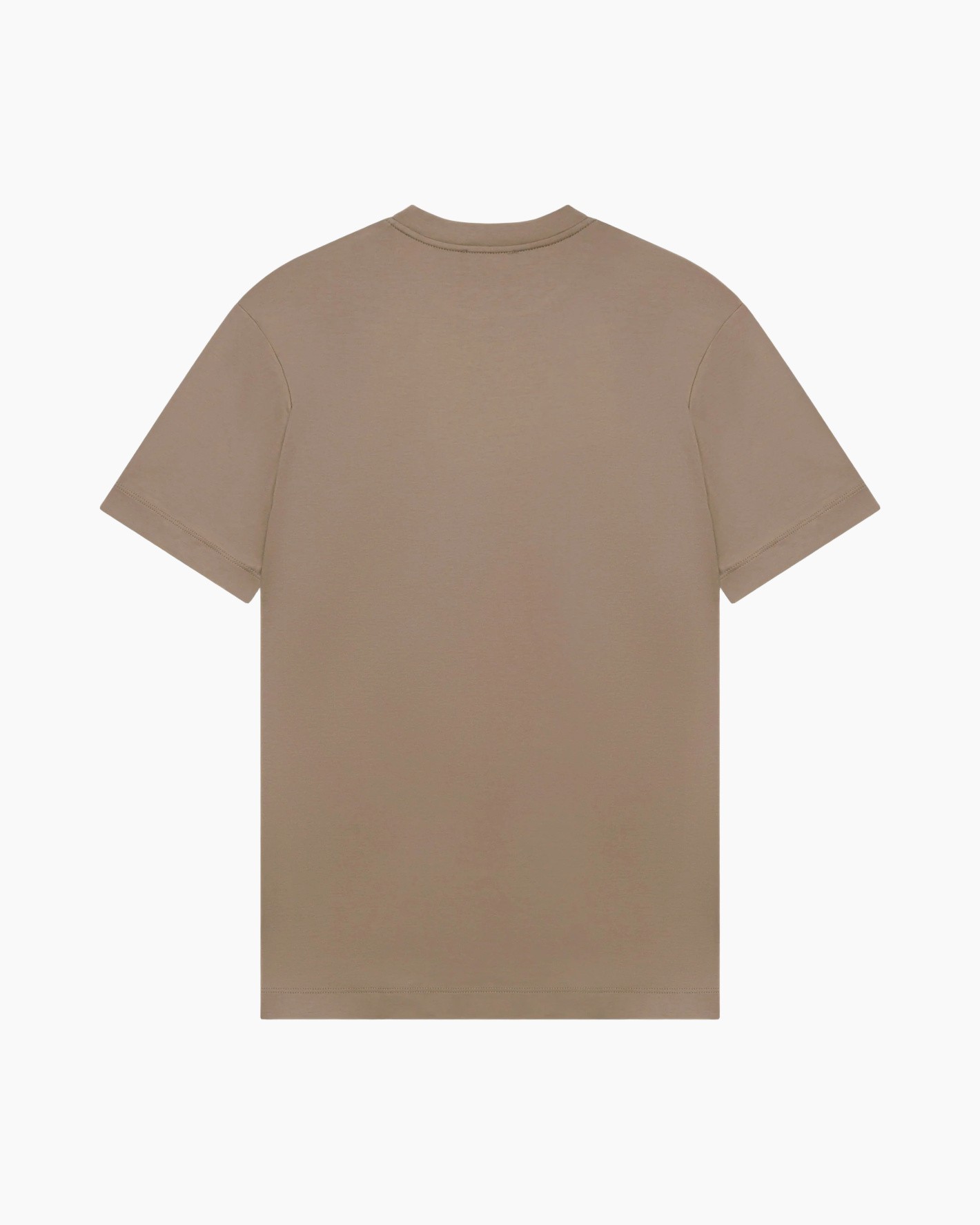 t-shirt, mouwloos korte, beige, kraagloze ronde hals, effen