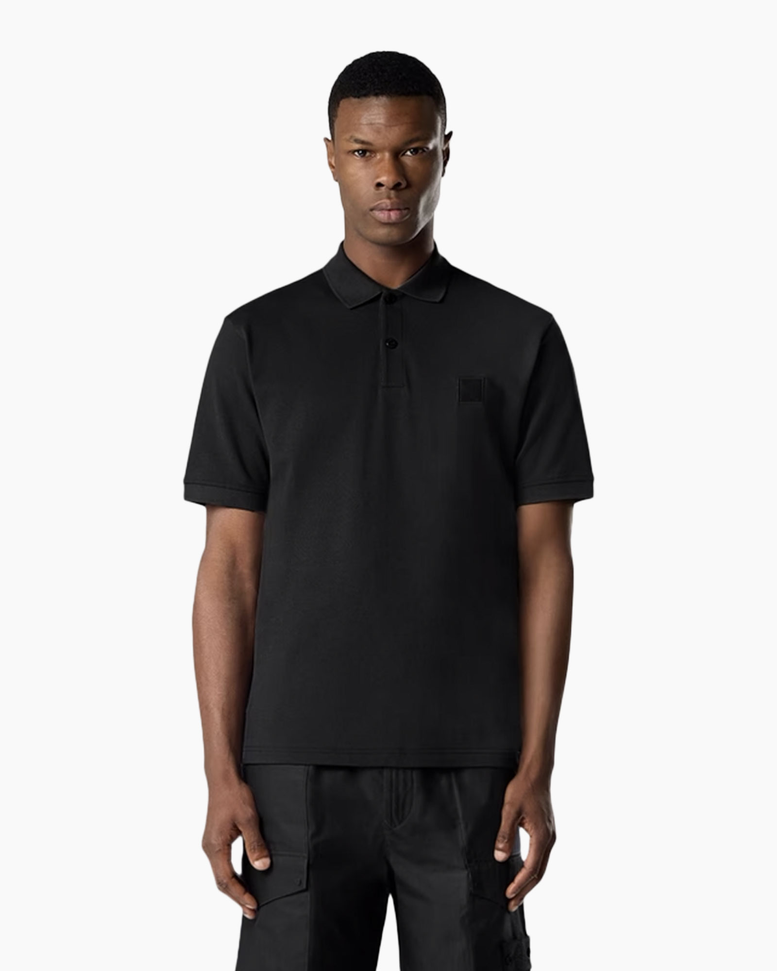 poloshirt, zwart, korte mouw, kraag, slim-fit