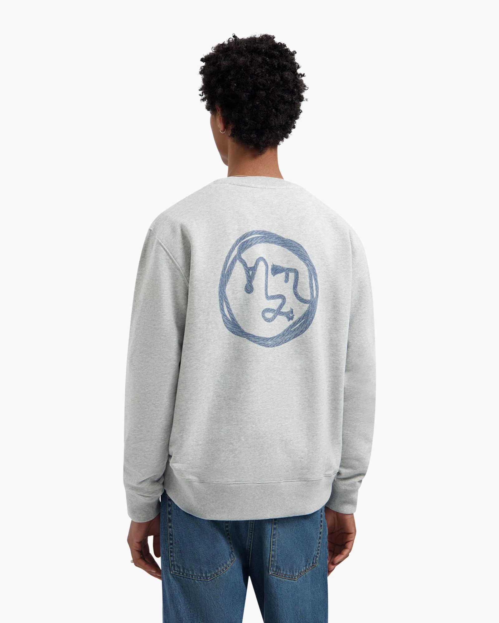 sweatshirt, halsboord, grijs, lange mouwen, minimal logo