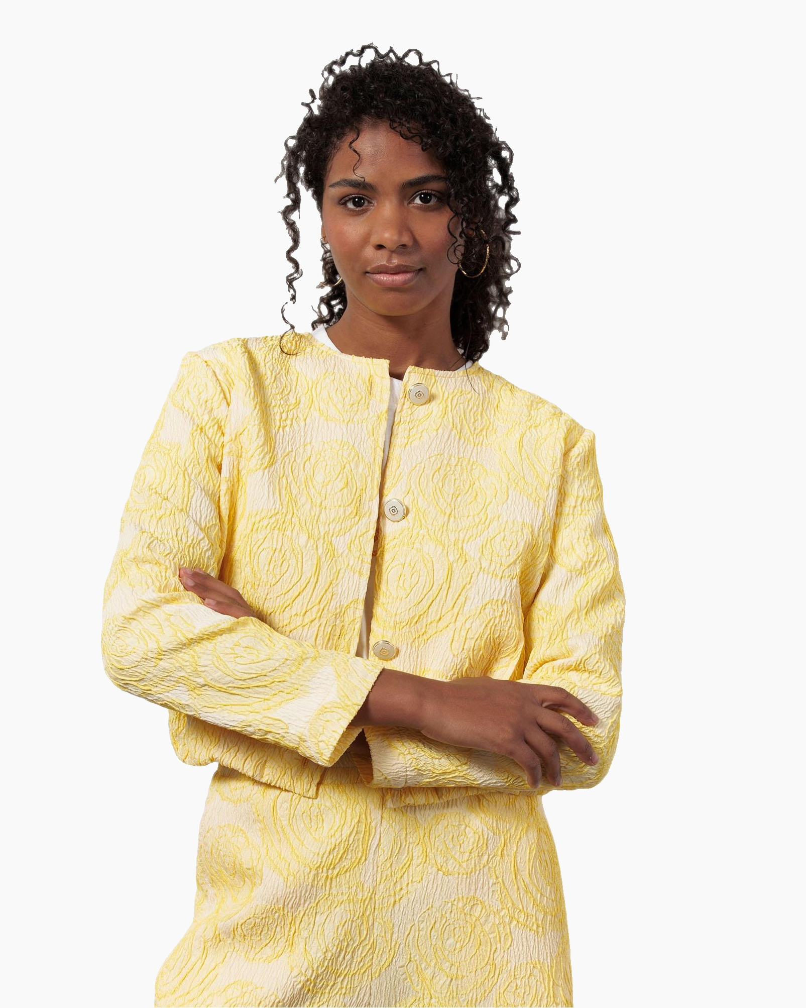 Jack Wies Jacquard Jacket Geel