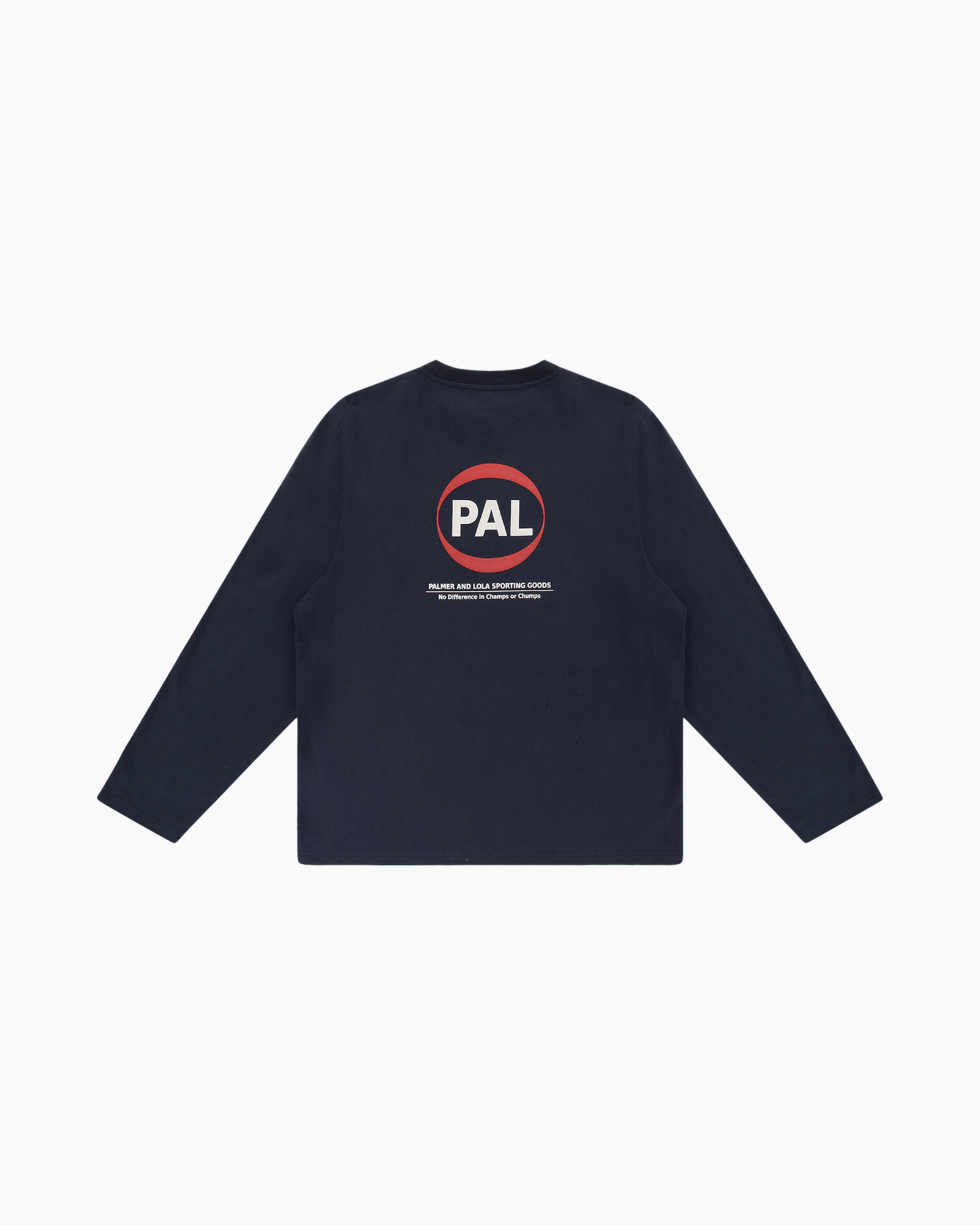 lange mouw, marineblauw, cirkellogo, PAL-logo, achterkant