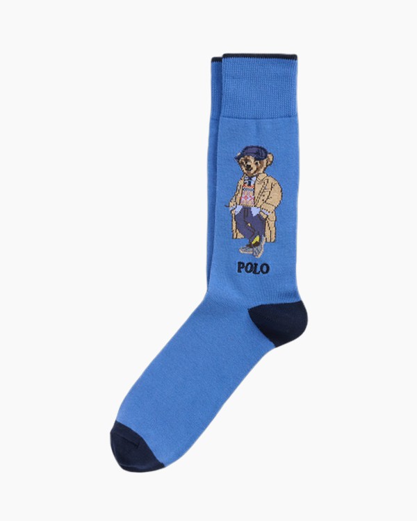sokken, blauwe sokken, lange sokken, polo-logo, kleding-accessoire