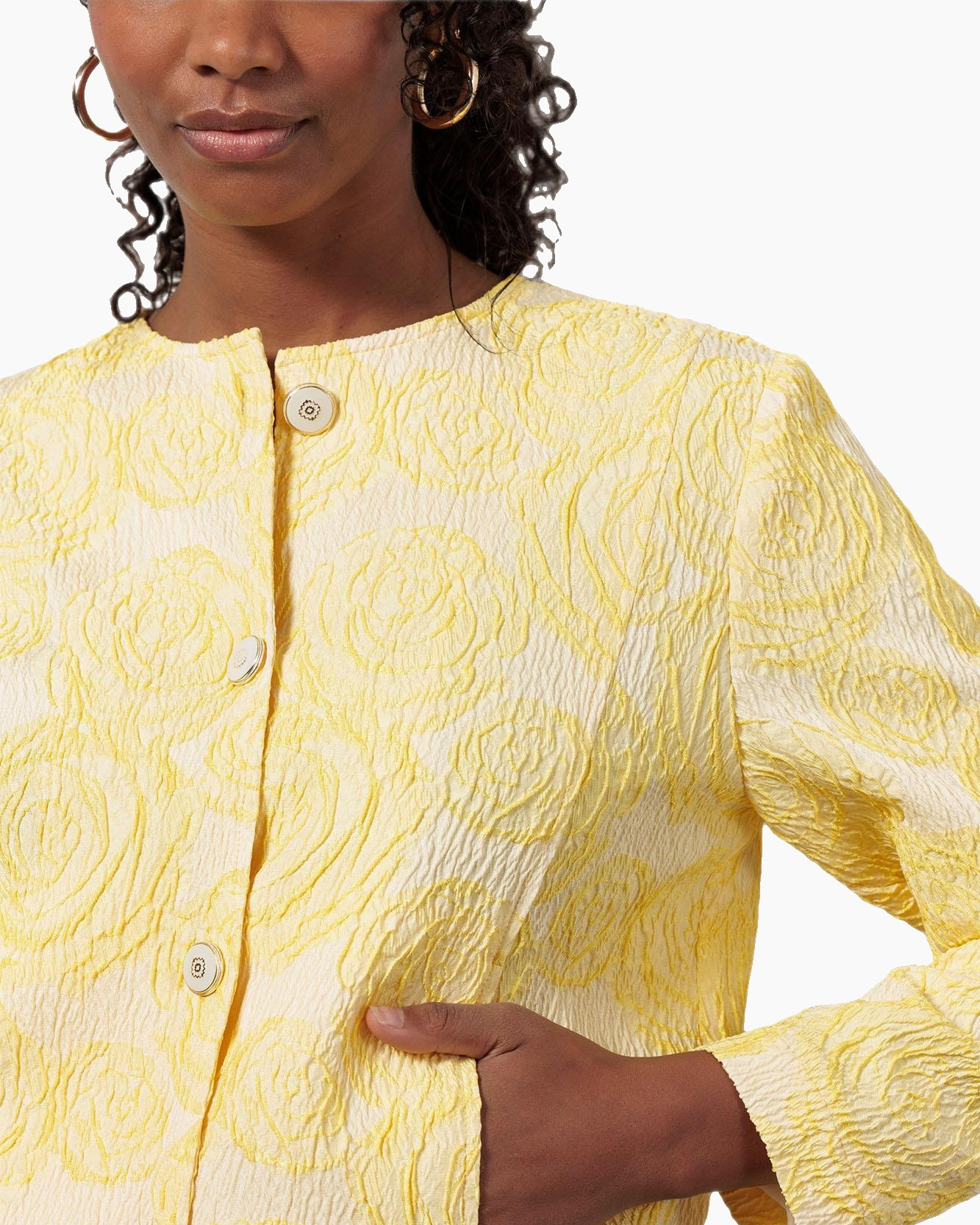 Jack Wies Jacquard Jacket Geel