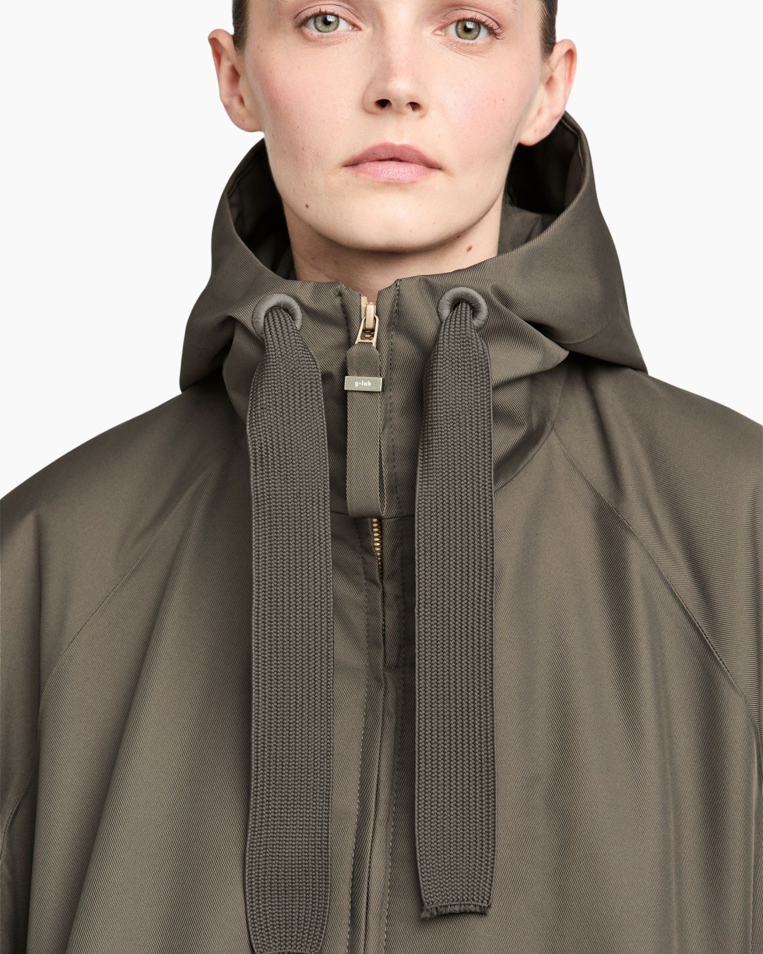 capuchon, parka, rits, touwtjes, olijfgroen