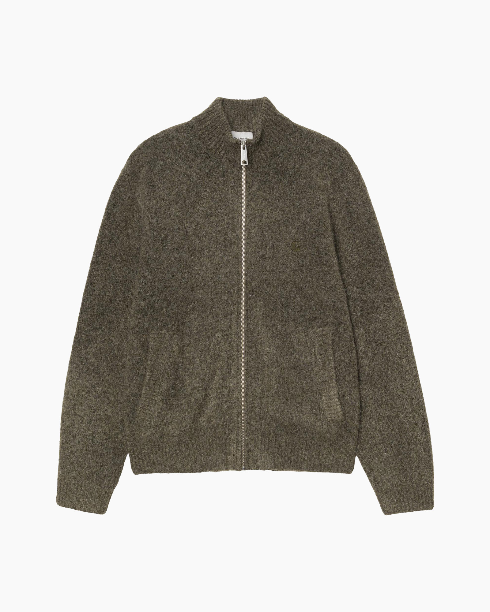 cardigan, rits, brei, olijf, gezellig