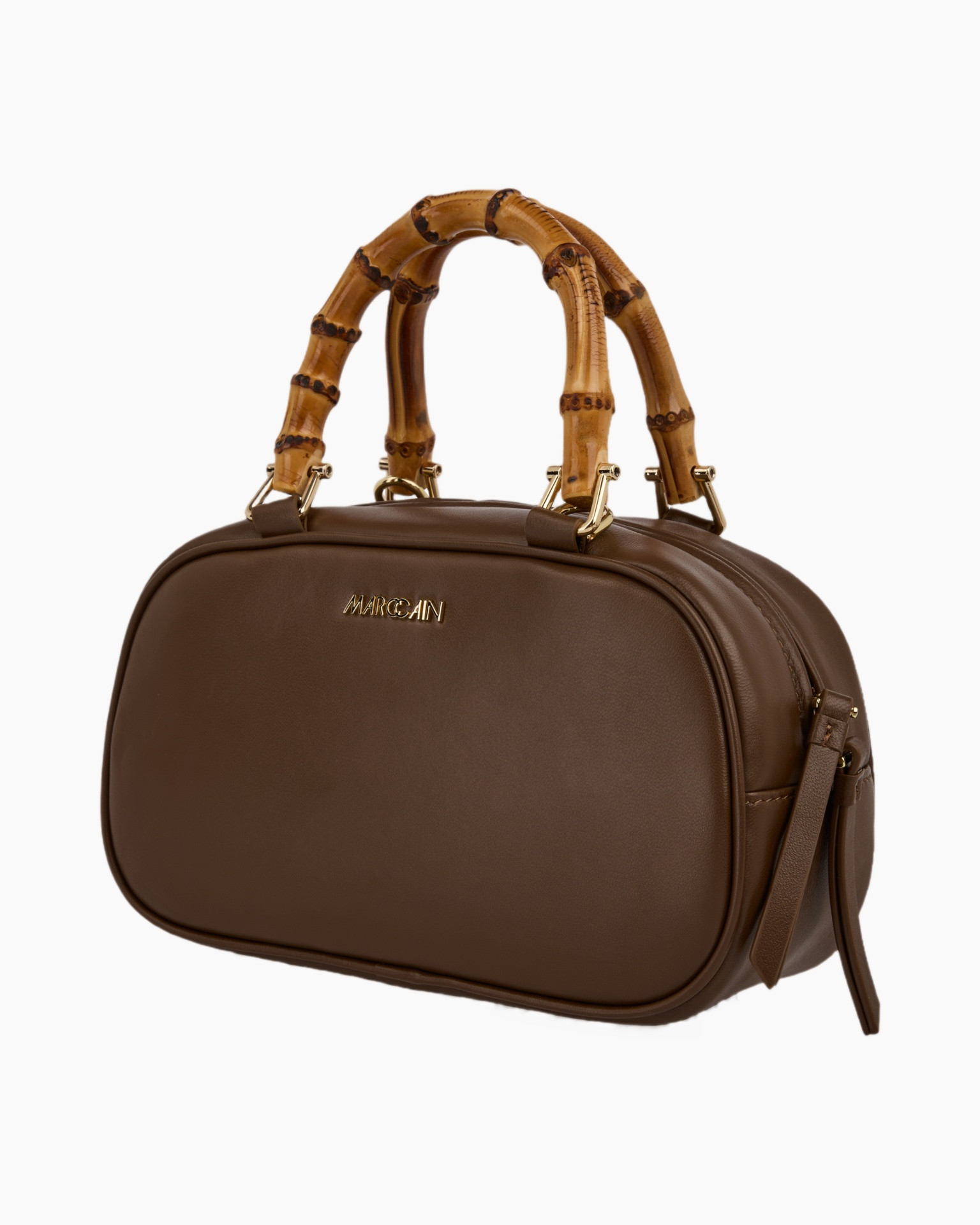 handtas, bruin, bamboe-handvat, schouderband, tassen