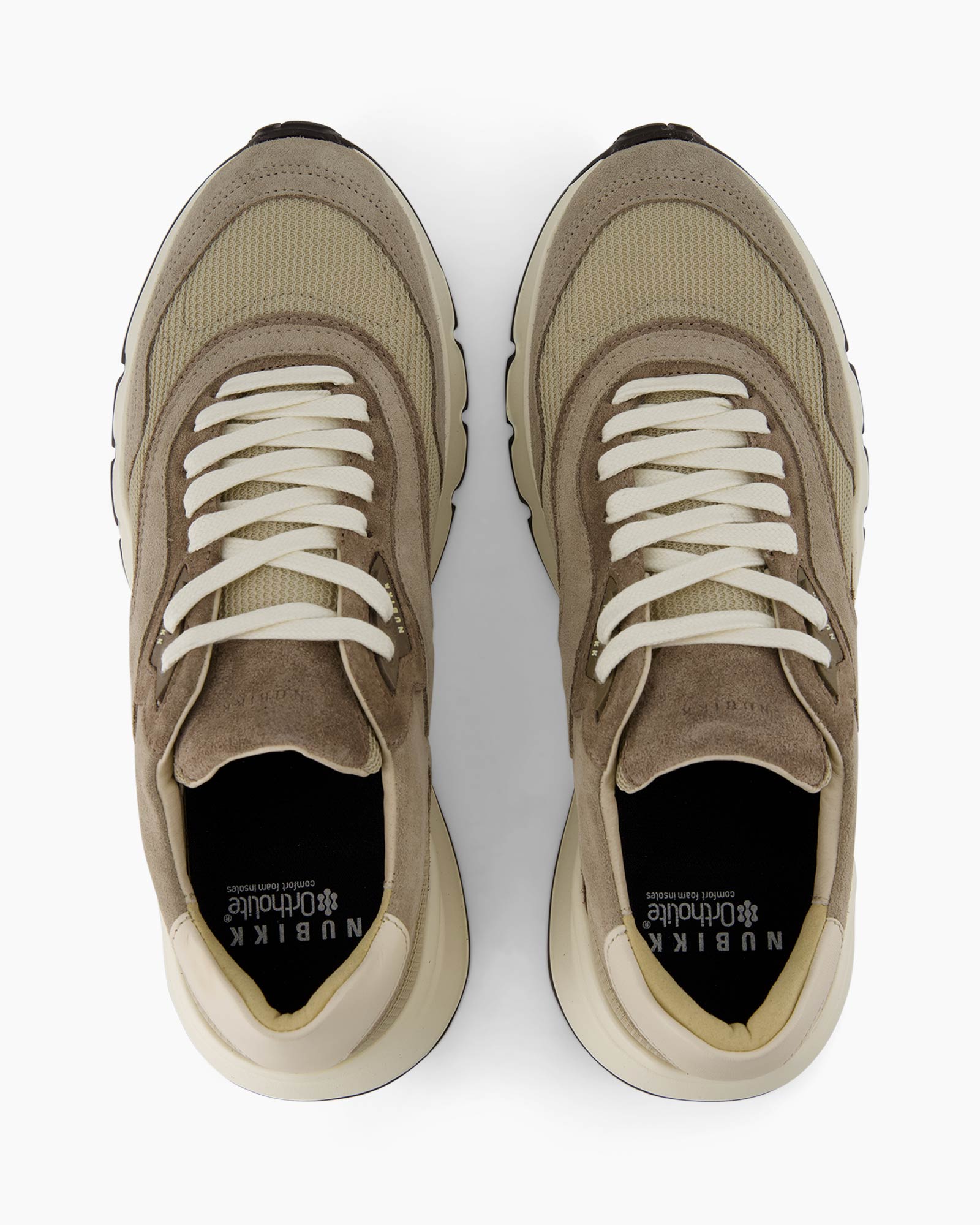 sneakers, mesh, beige, veters, lage schoen
