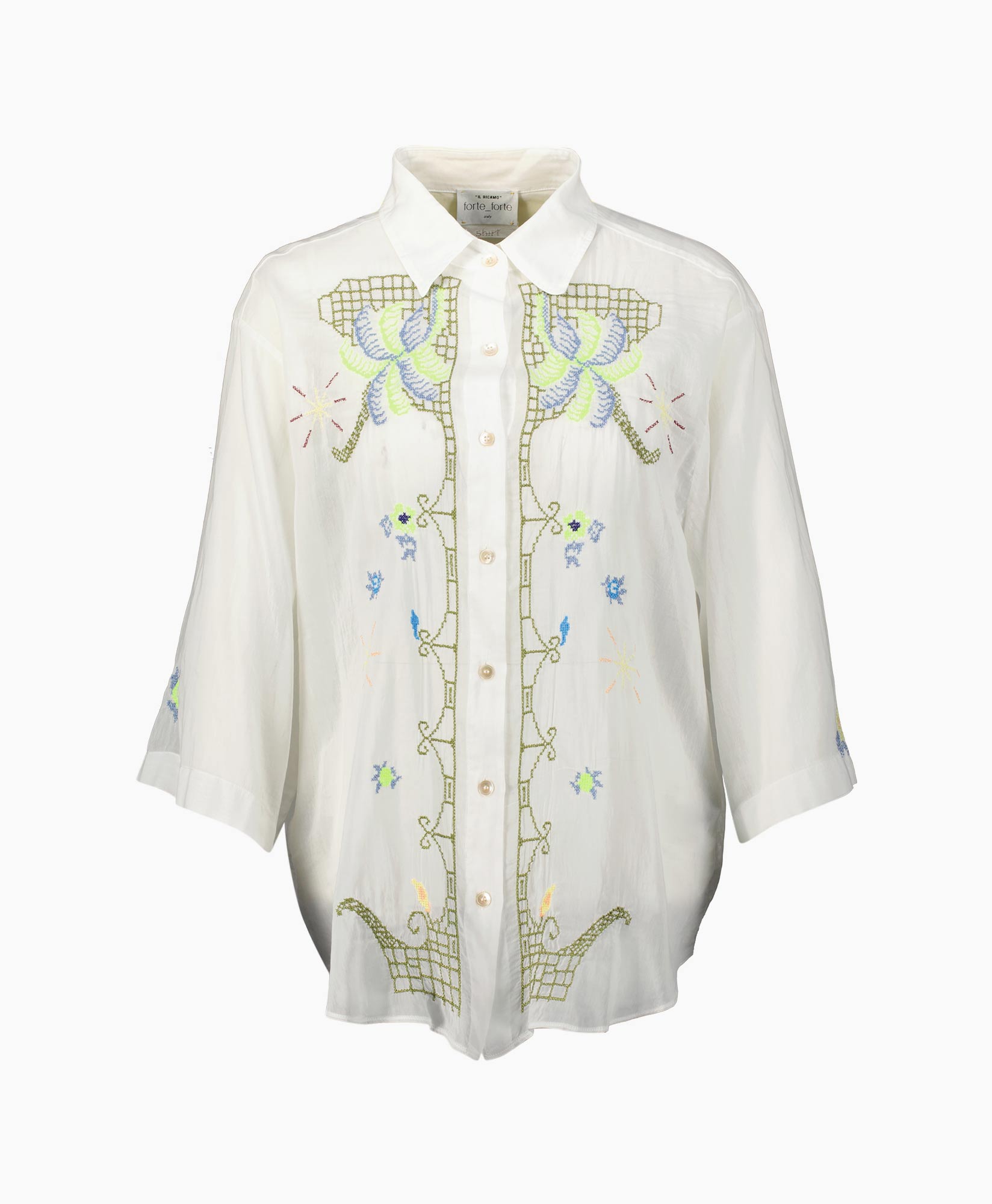 Blouse Eden Embroidery Co/se Voile Half Sleeves Wit