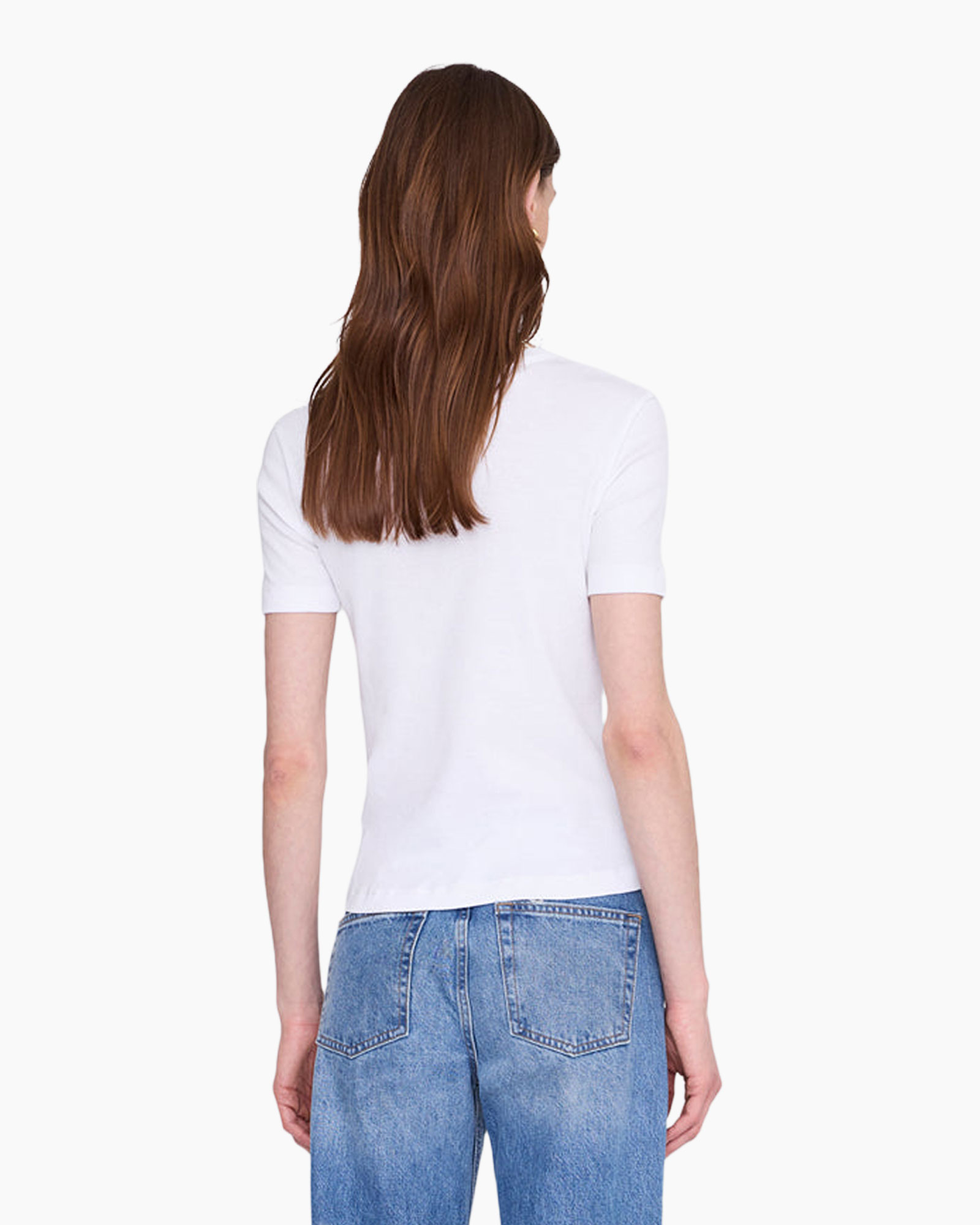 t-shirt, mouwrok, wit, brei, achterkant