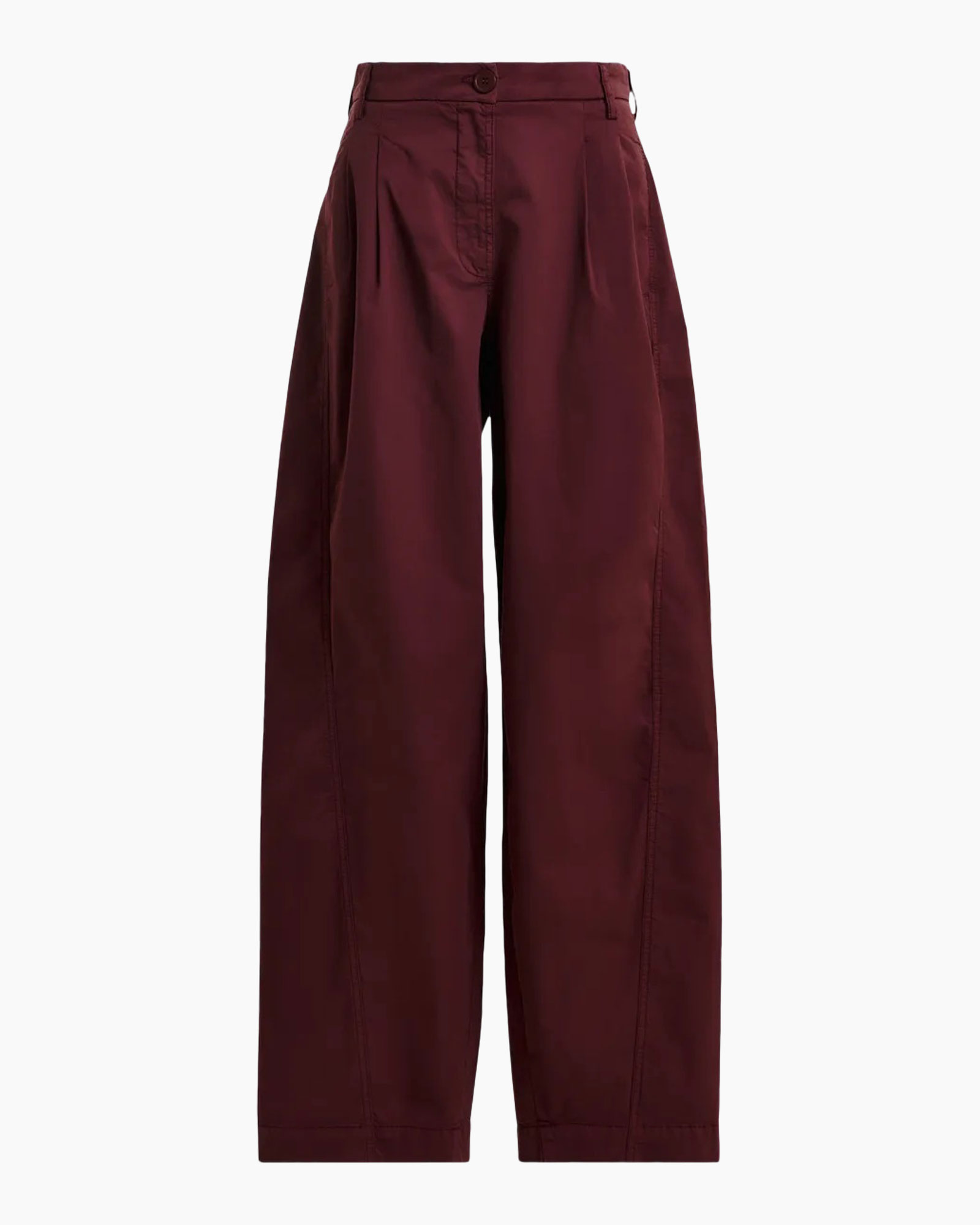 broek, wijdelangs, bordeauxrood, katoen, hoge taille