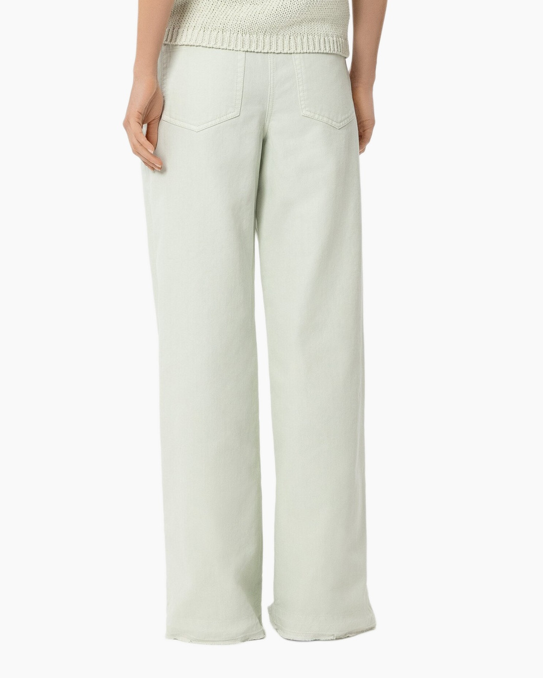 pants, wide-leg, linen-look, light green, high-waisted