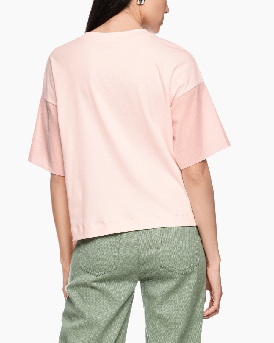 t-shirt, short sleeve, pink, linen blend, loose fit
