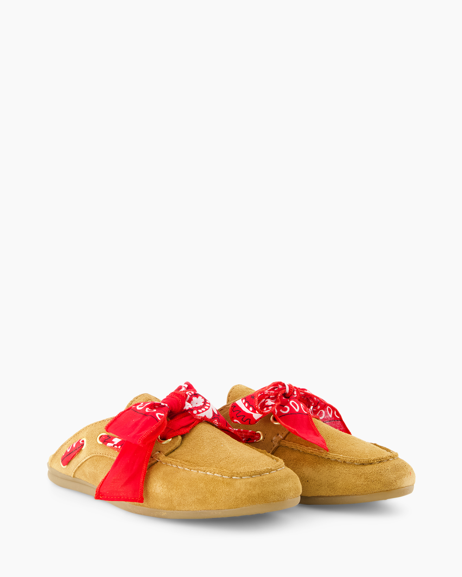 pantoffels, moccasines, suede, rode strik, casual schoeisel