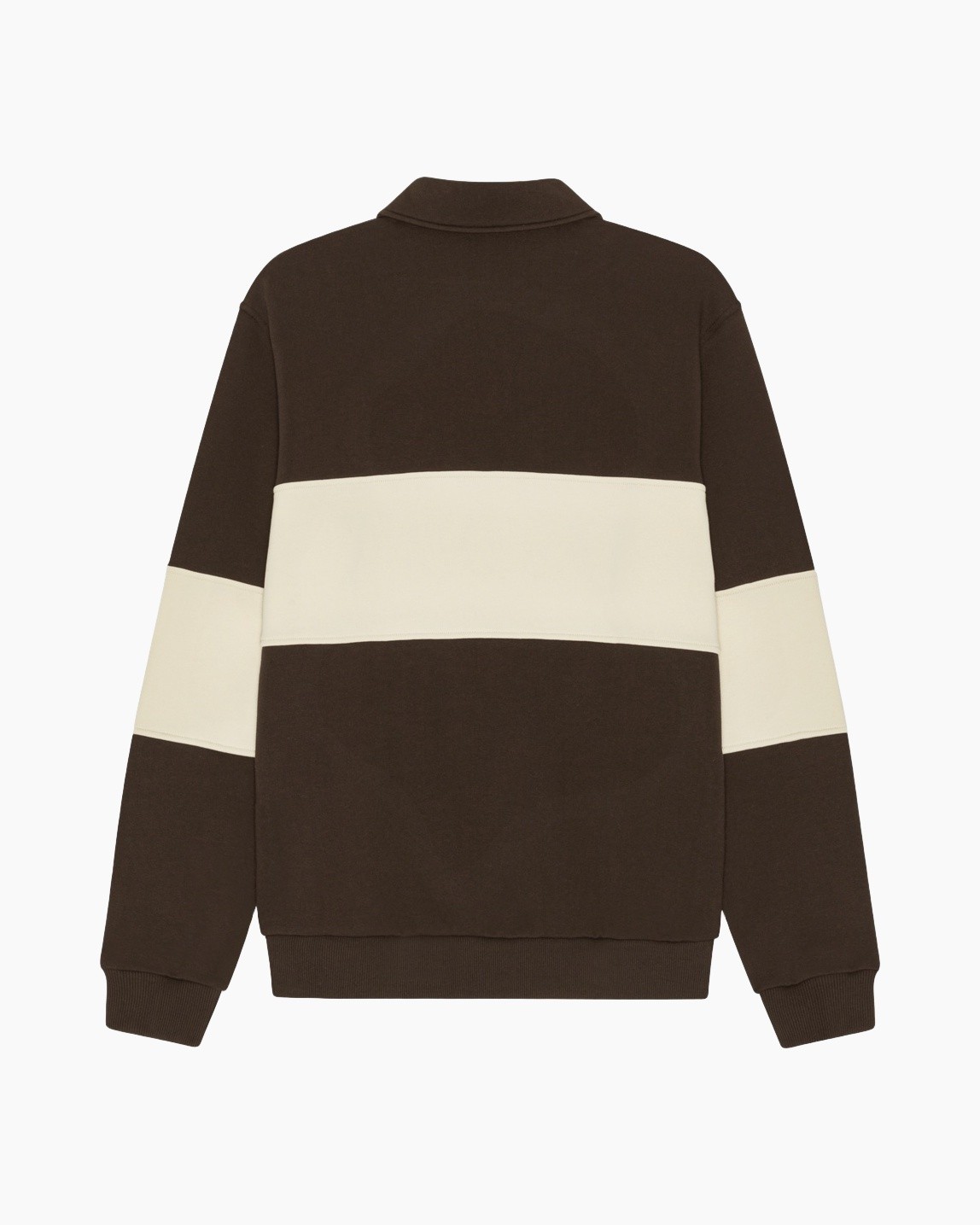 hoodie, halve-zip, bruin, streep, les deux