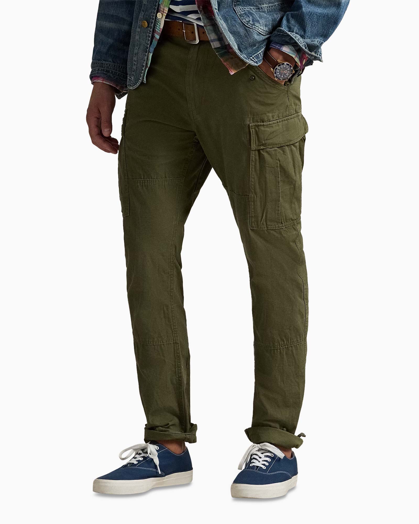Cargobroek Slub Canvas Olijf